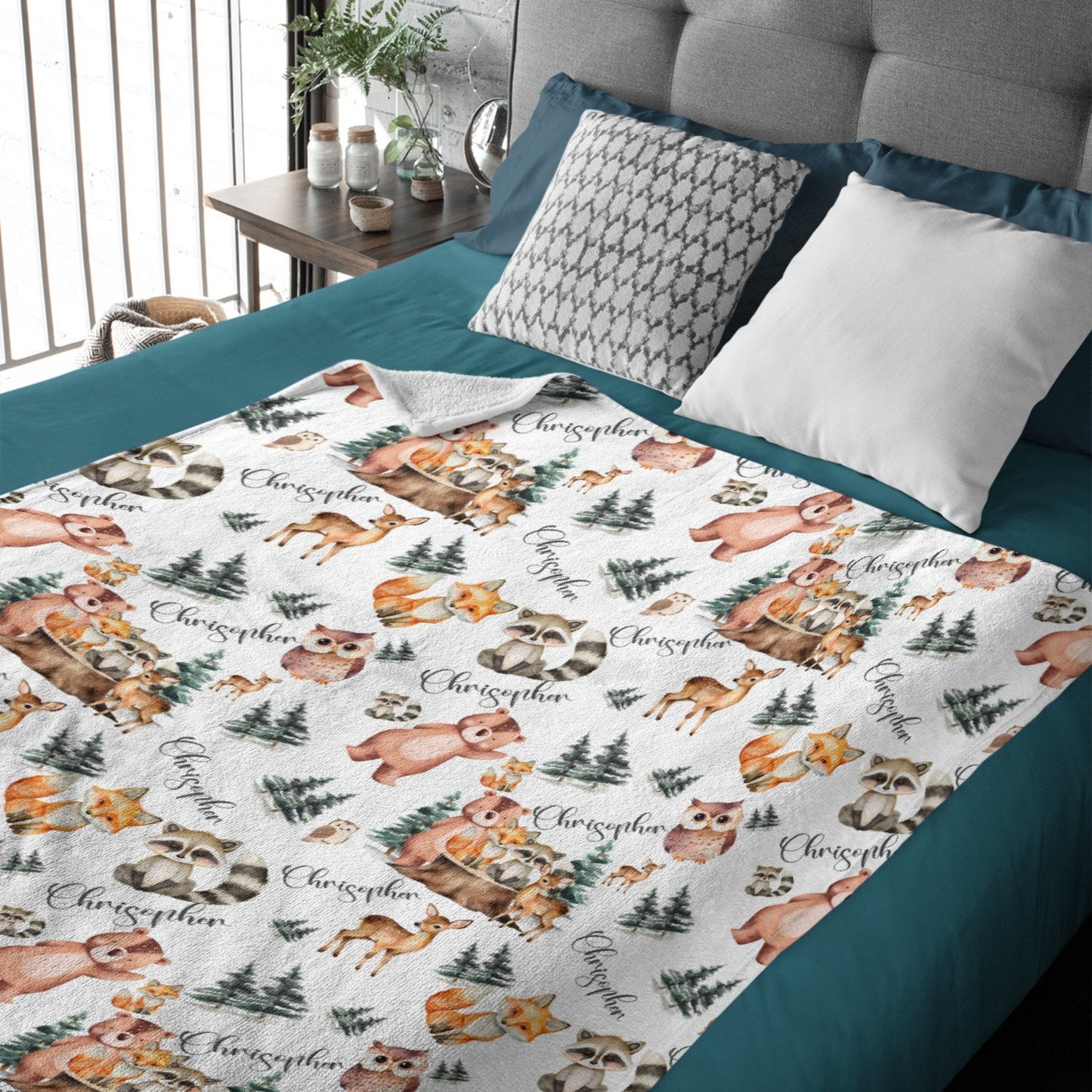 ️Personalized Woodland Animal Custom Baby Blanket