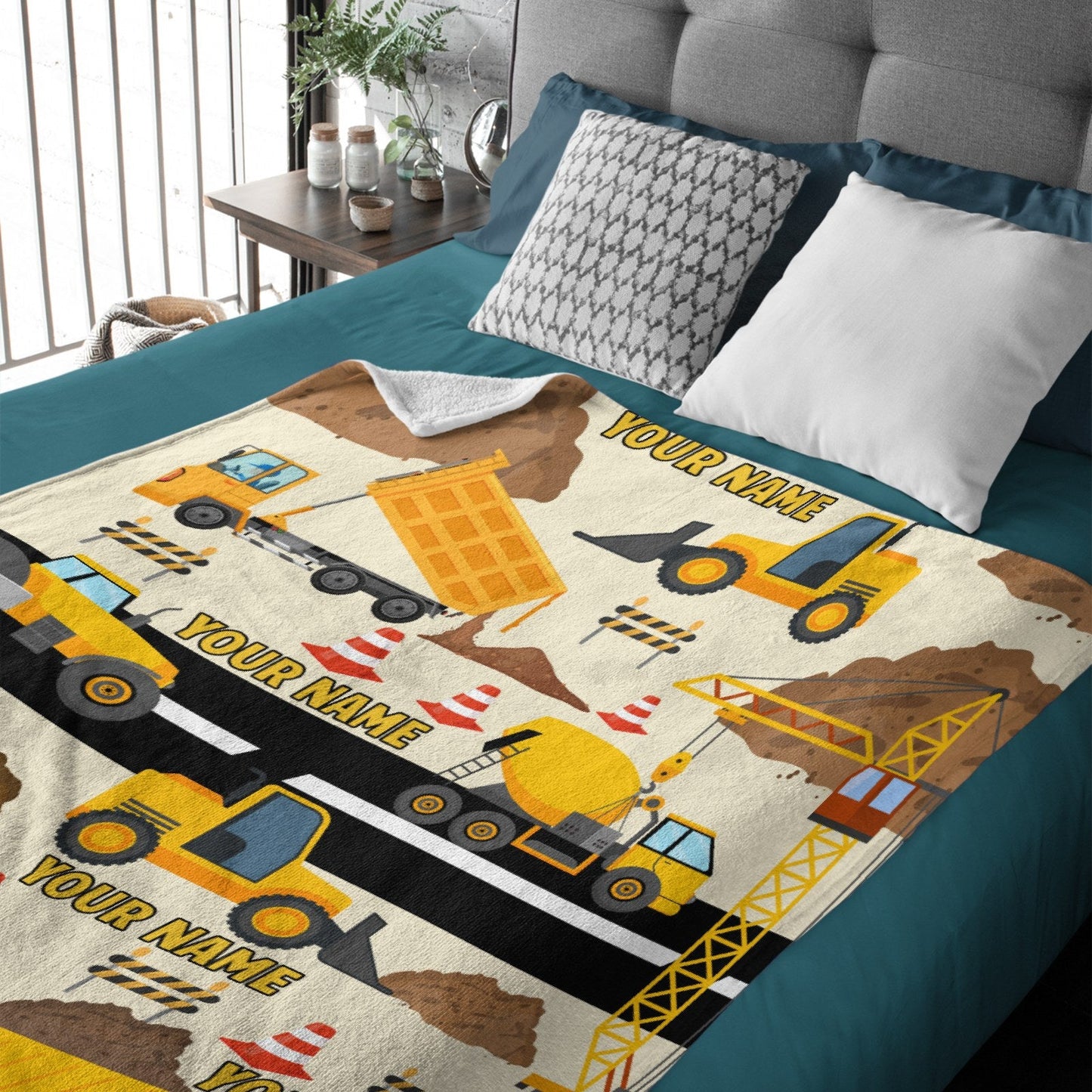 ️Personalized Name Construction Site Kids Blanket