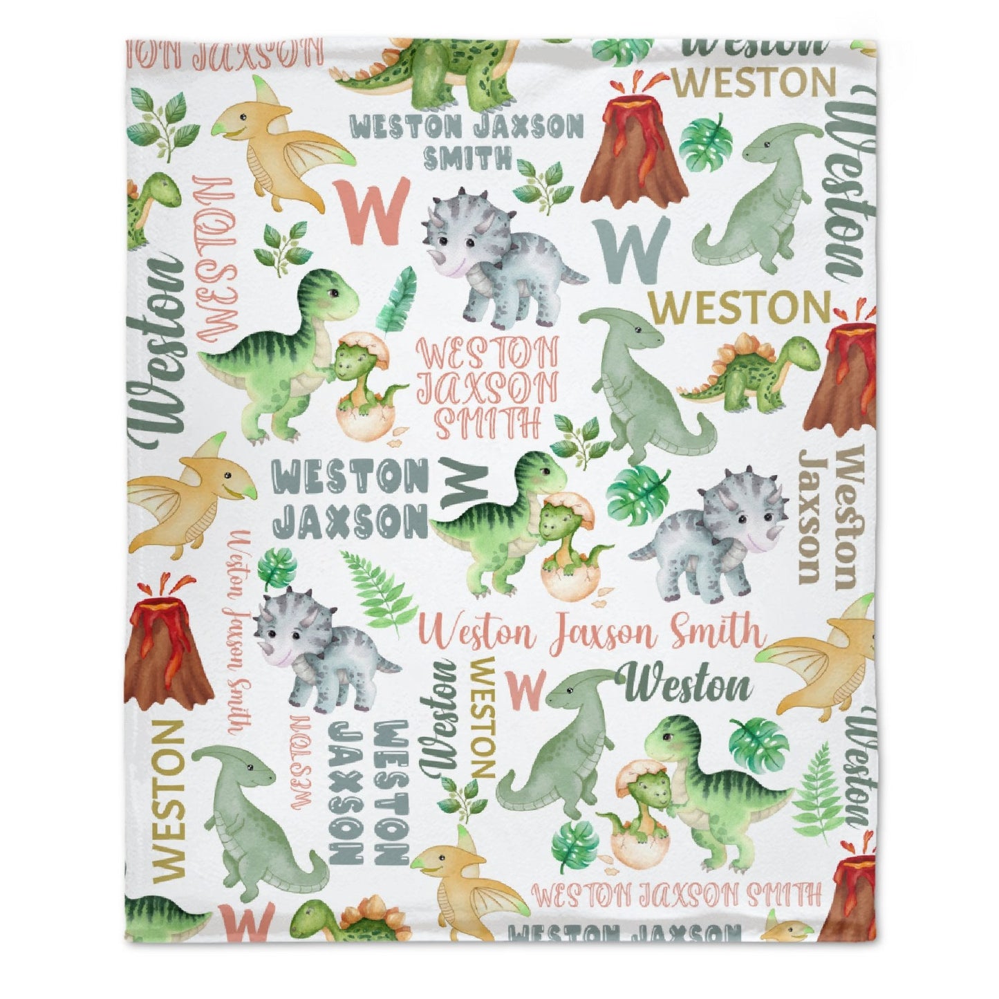 ️Personalized Name Baby Blanket-Dinosaur Theme