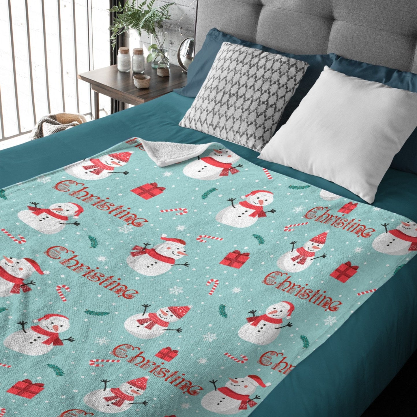 ️Christmas Snowman Personalized Name Blanket Christmas Gift