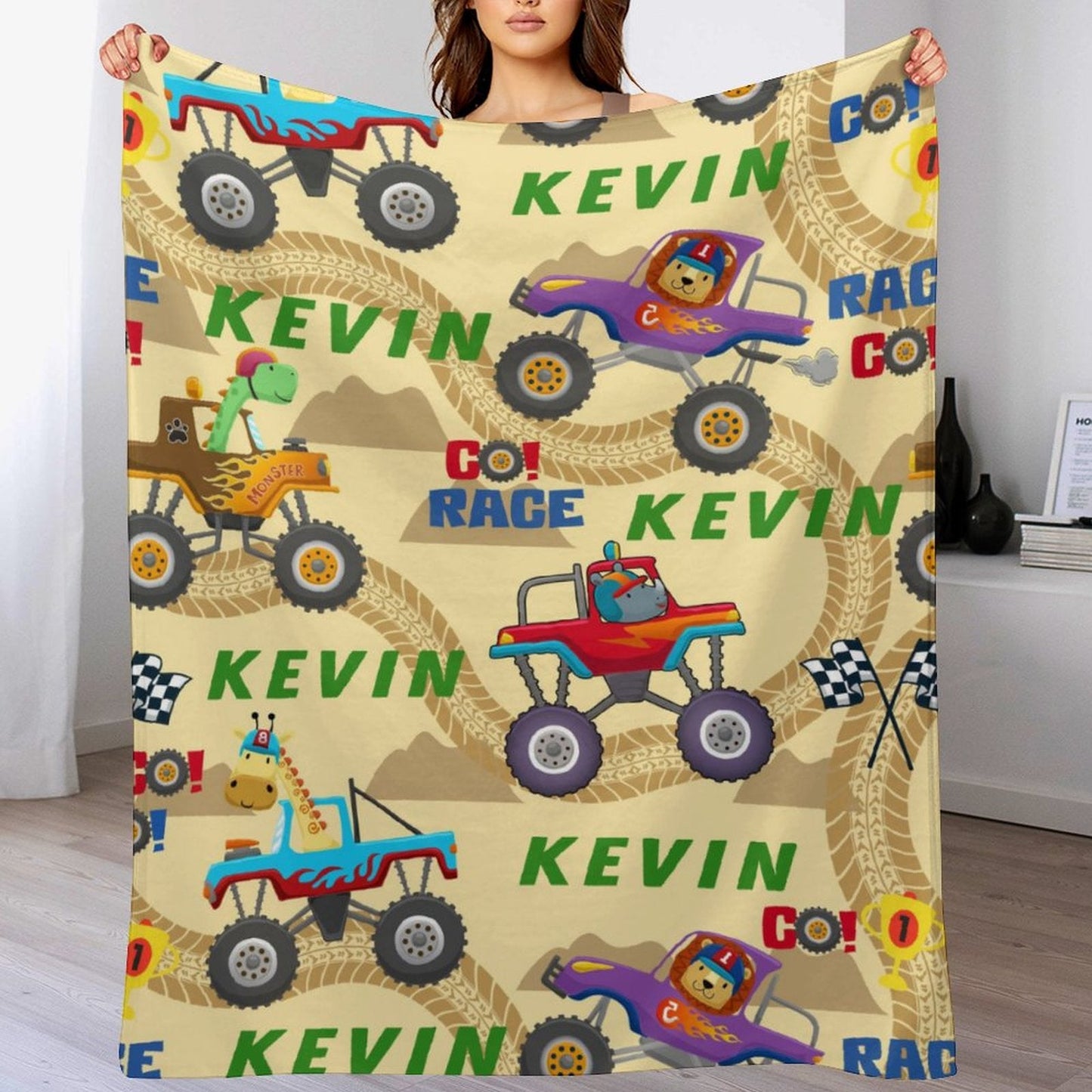 ️Custom Name Farm Tools Car Kids Blanket