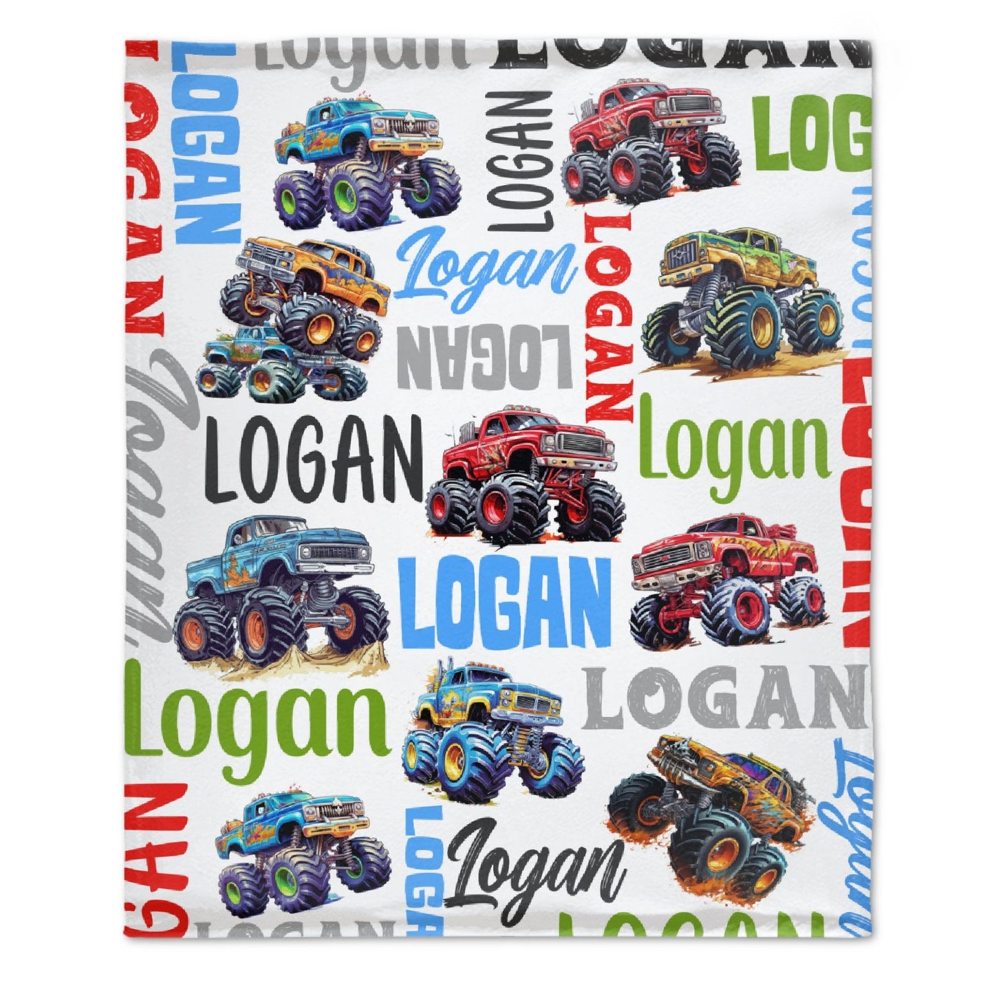 ️Monster Trucks Personalized Name Baby Blanket