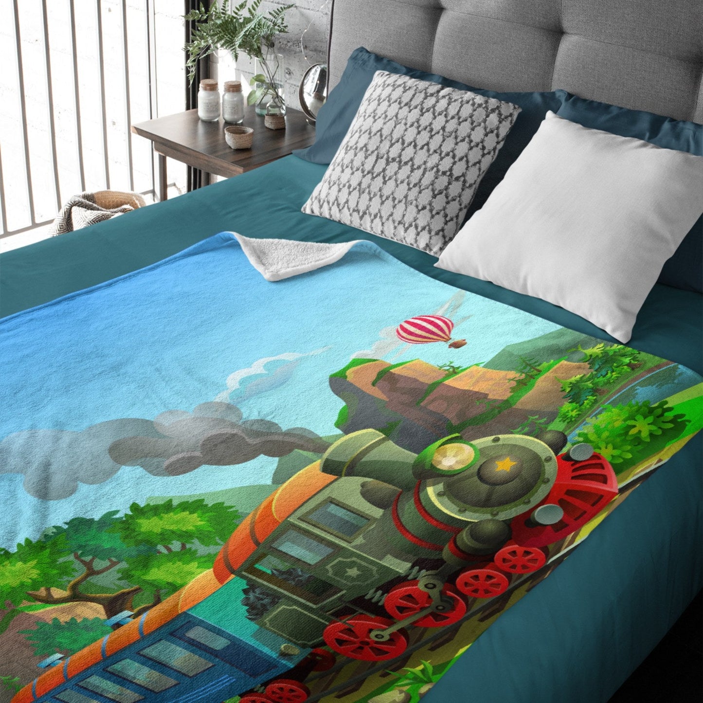 ️Personalized Cartoon Steam Train Kids Blanket
