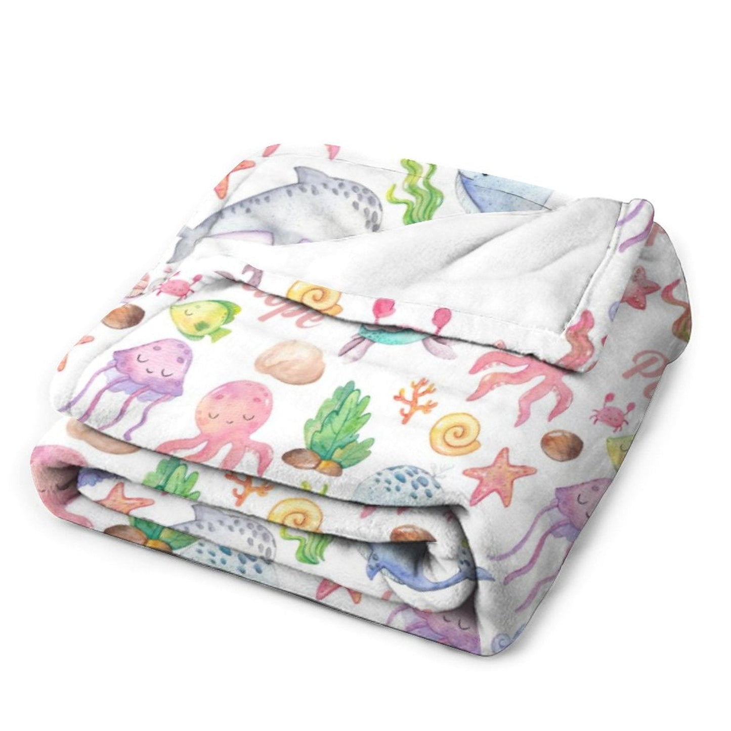 ️Sea Animals Blanket Personalized Name Baby Blanket