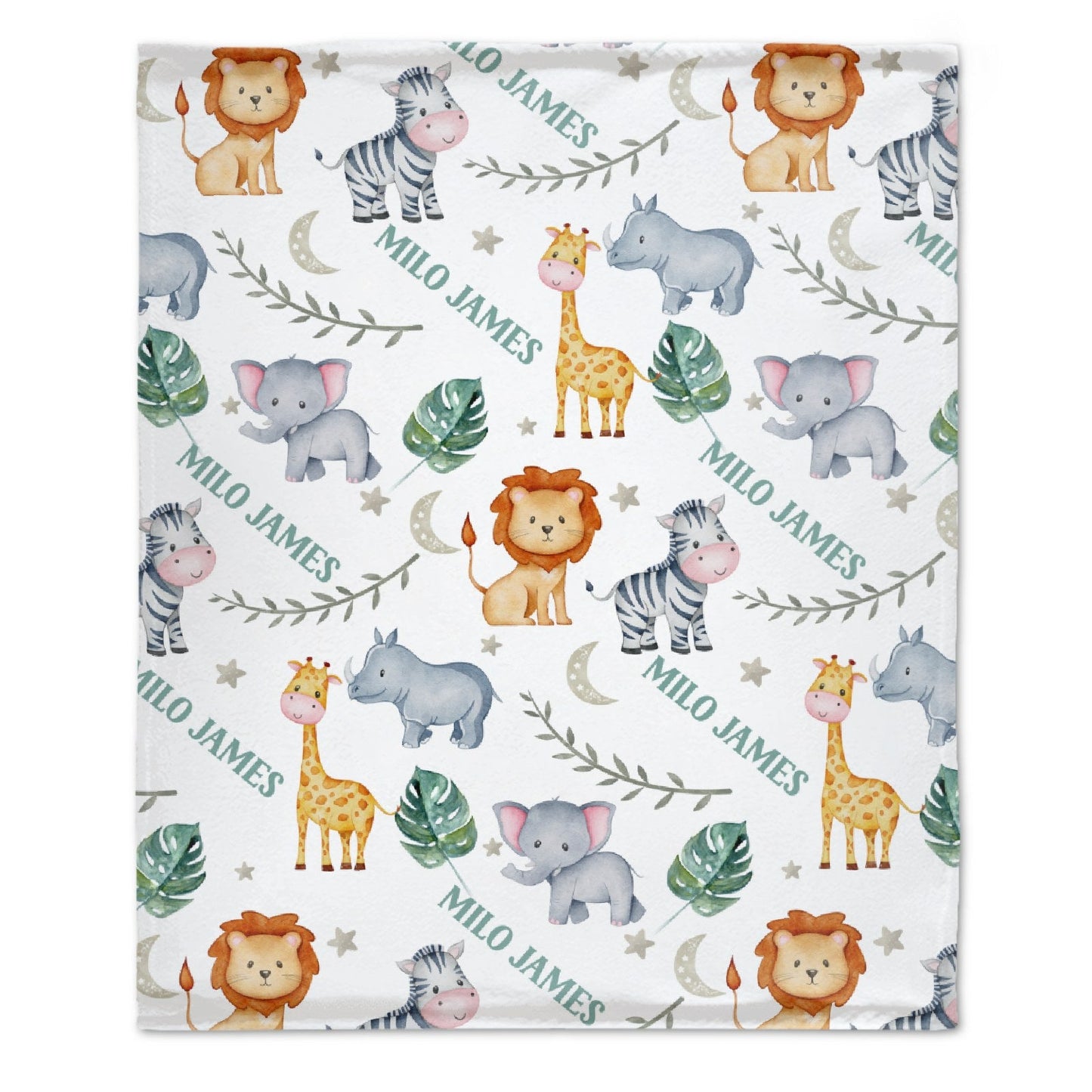 ️Safari Animals Personalized Baby Name Blanket