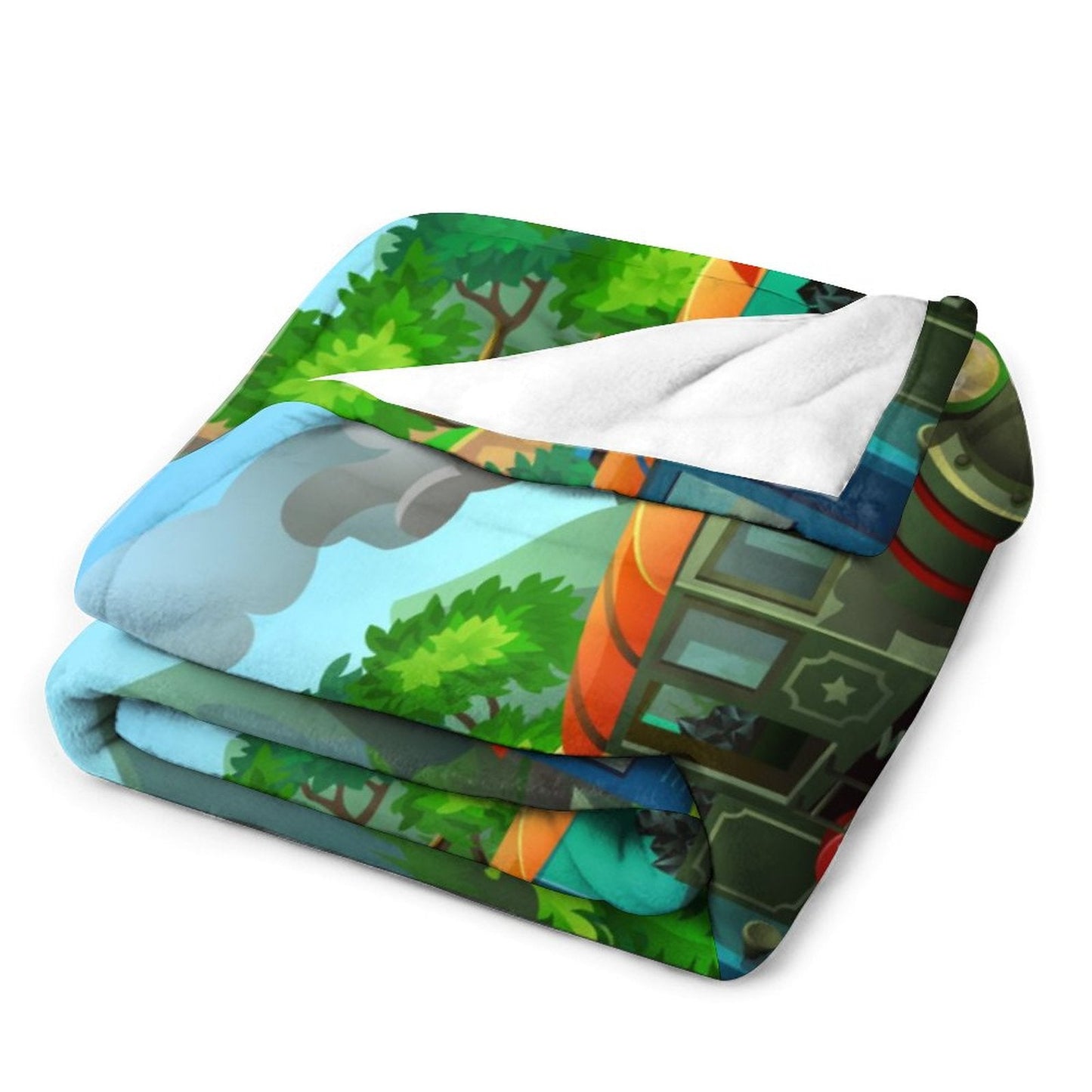 ️Personalized Cartoon Steam Train Kids Blanket