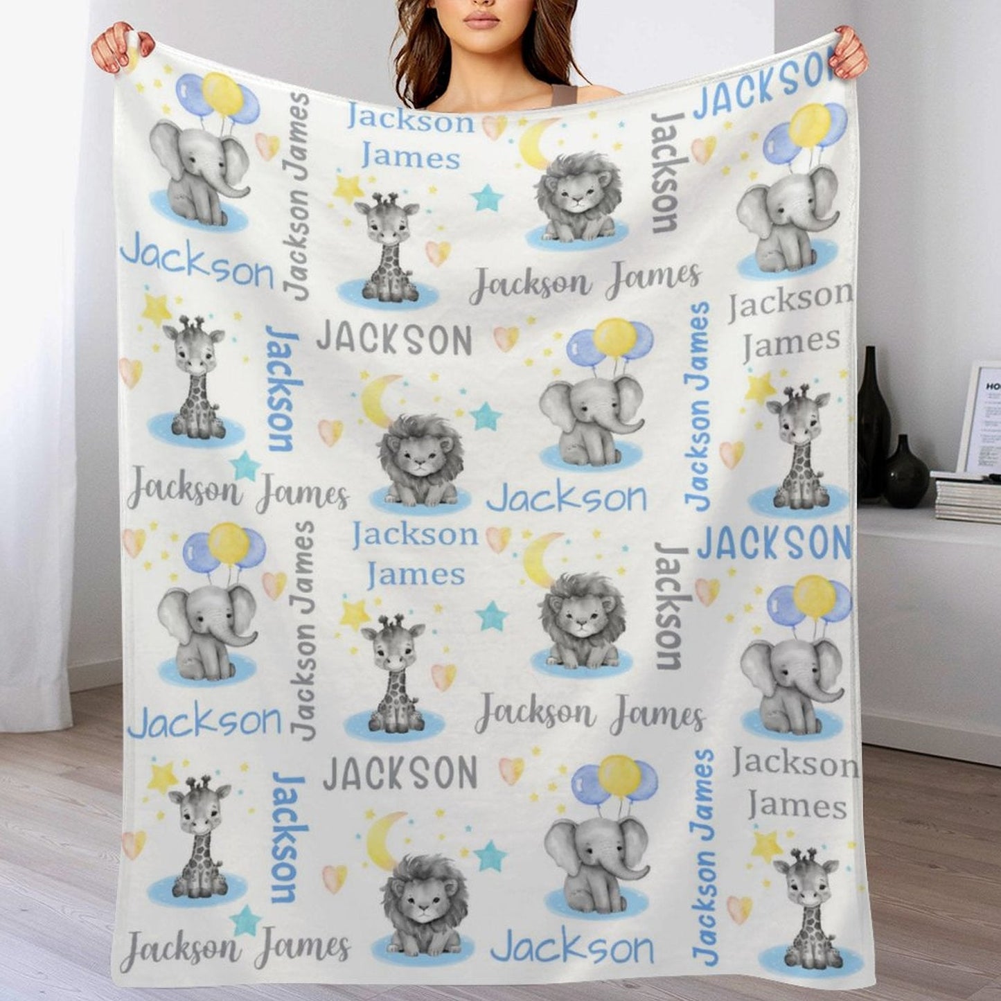 ️Personalized Safari Animals Custom Baby Blanket