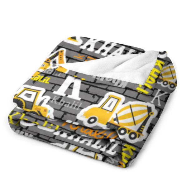 ️Personalized Custom Name Construction Blanket - Gift for Kids