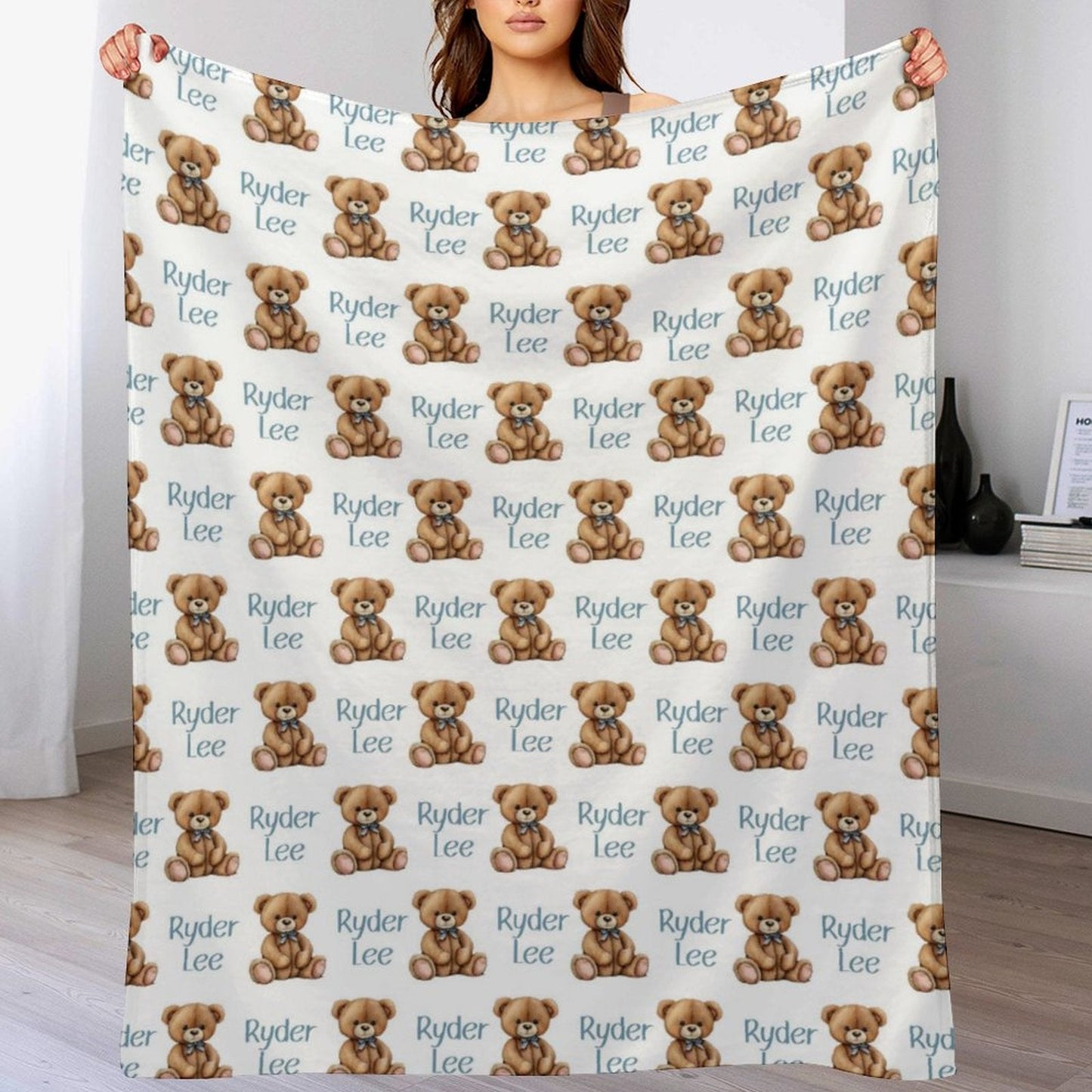 ️Personalized Teddy Bear Theme Baby Blanket