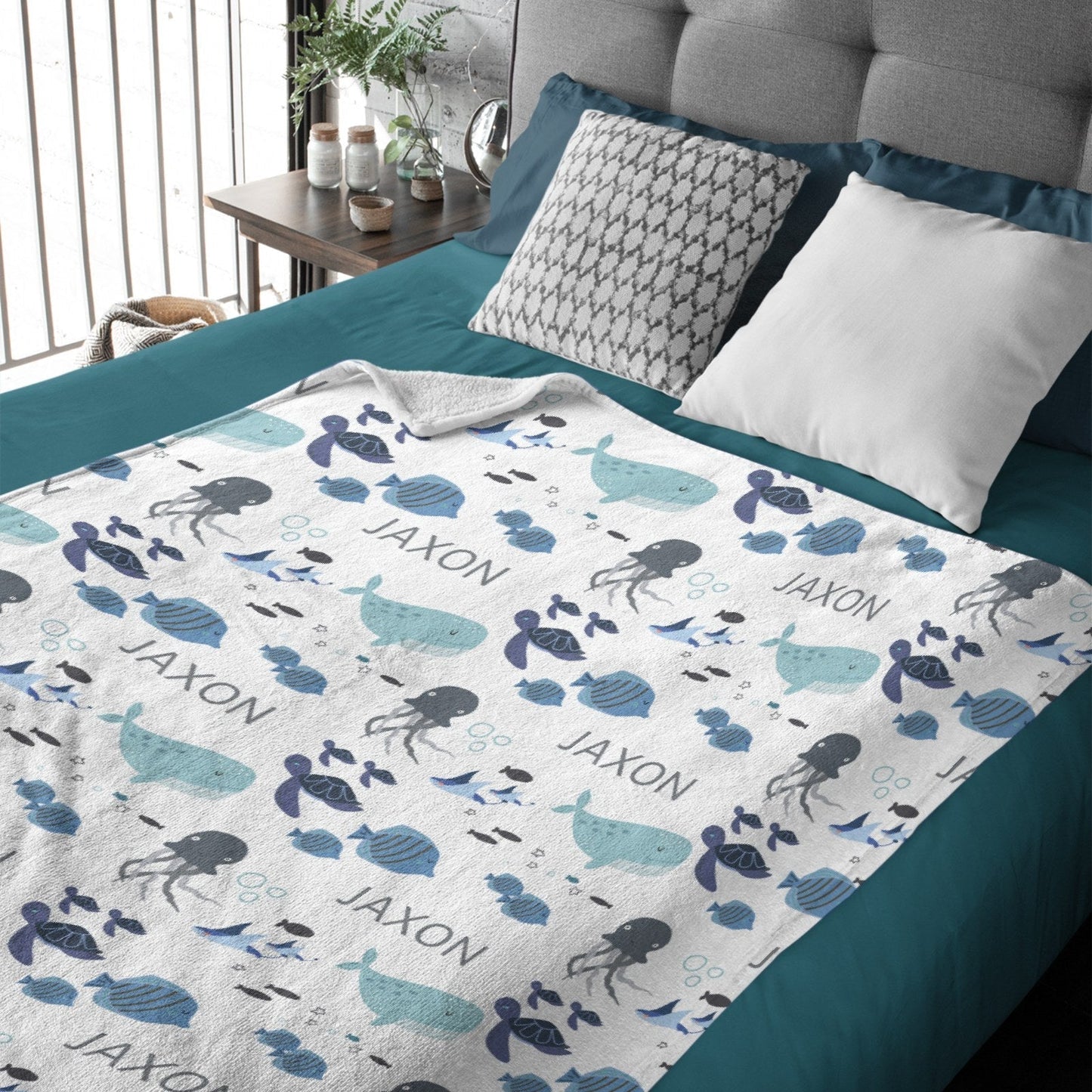 ️Personalized Oceania Whale Baby Name Blanket
