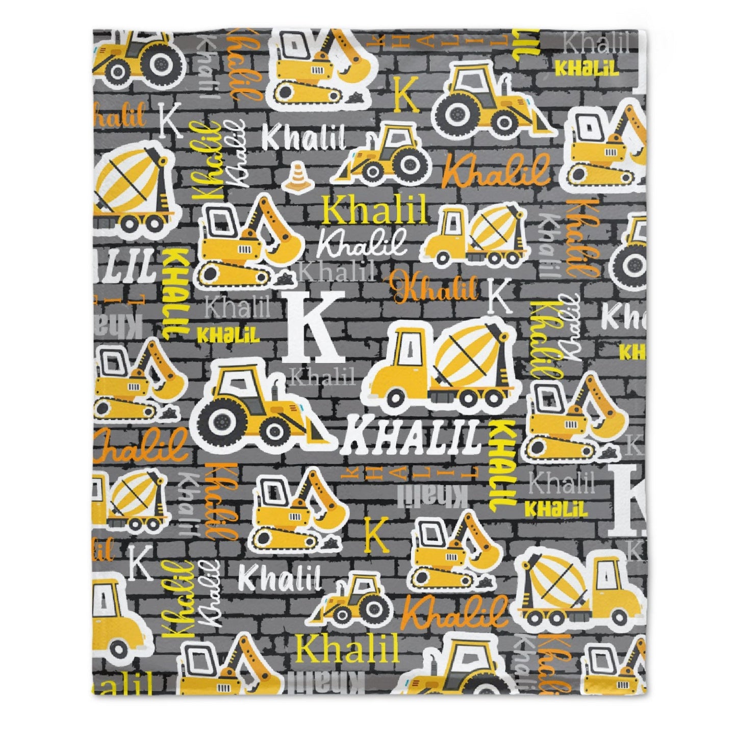 ️Personalized Custom Name Construction Blanket - Gift for Kids