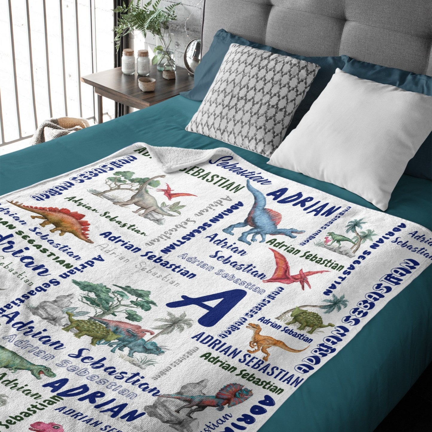 ️Dinosaur Name Personalized Custom Blanket - Gifts for Kids