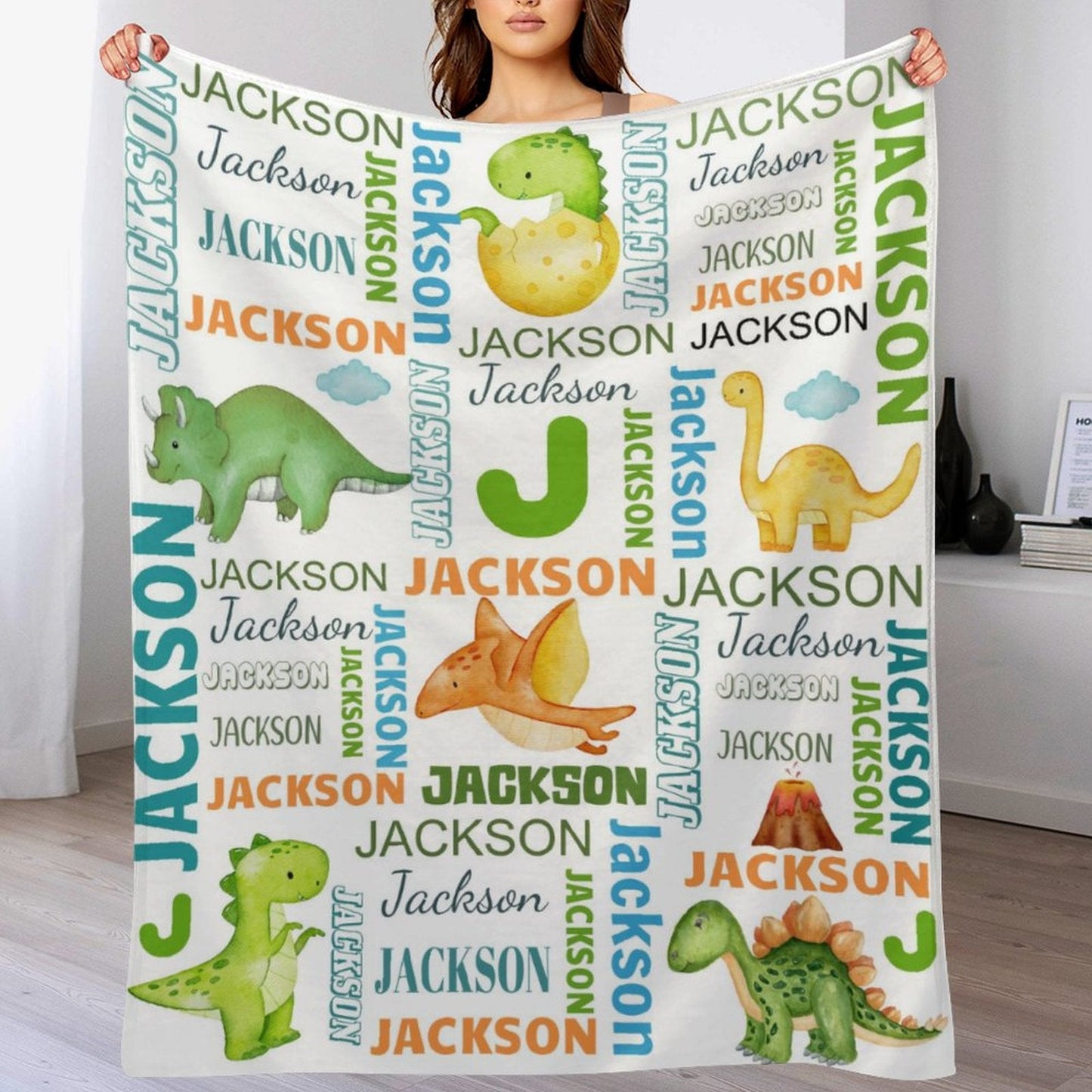 ️Dinosaur Custom Name Blanket-Personalized Baby Blanket