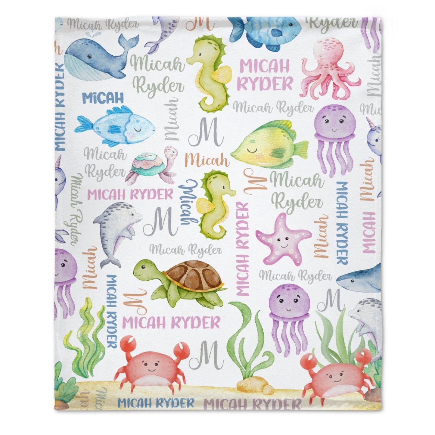 ️Personalized Name Custom Sea Life Blanket