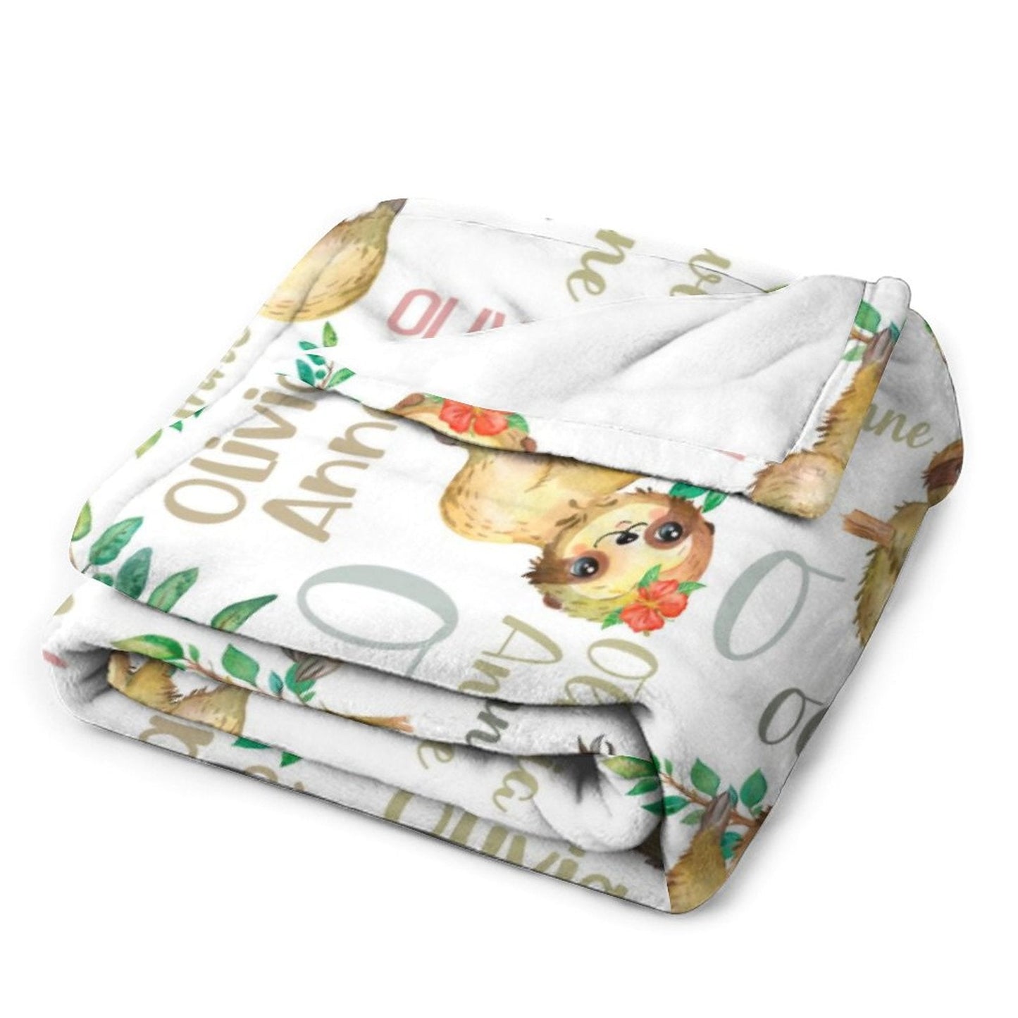 ️Animal Sloth Personalized Name Baby Blanket