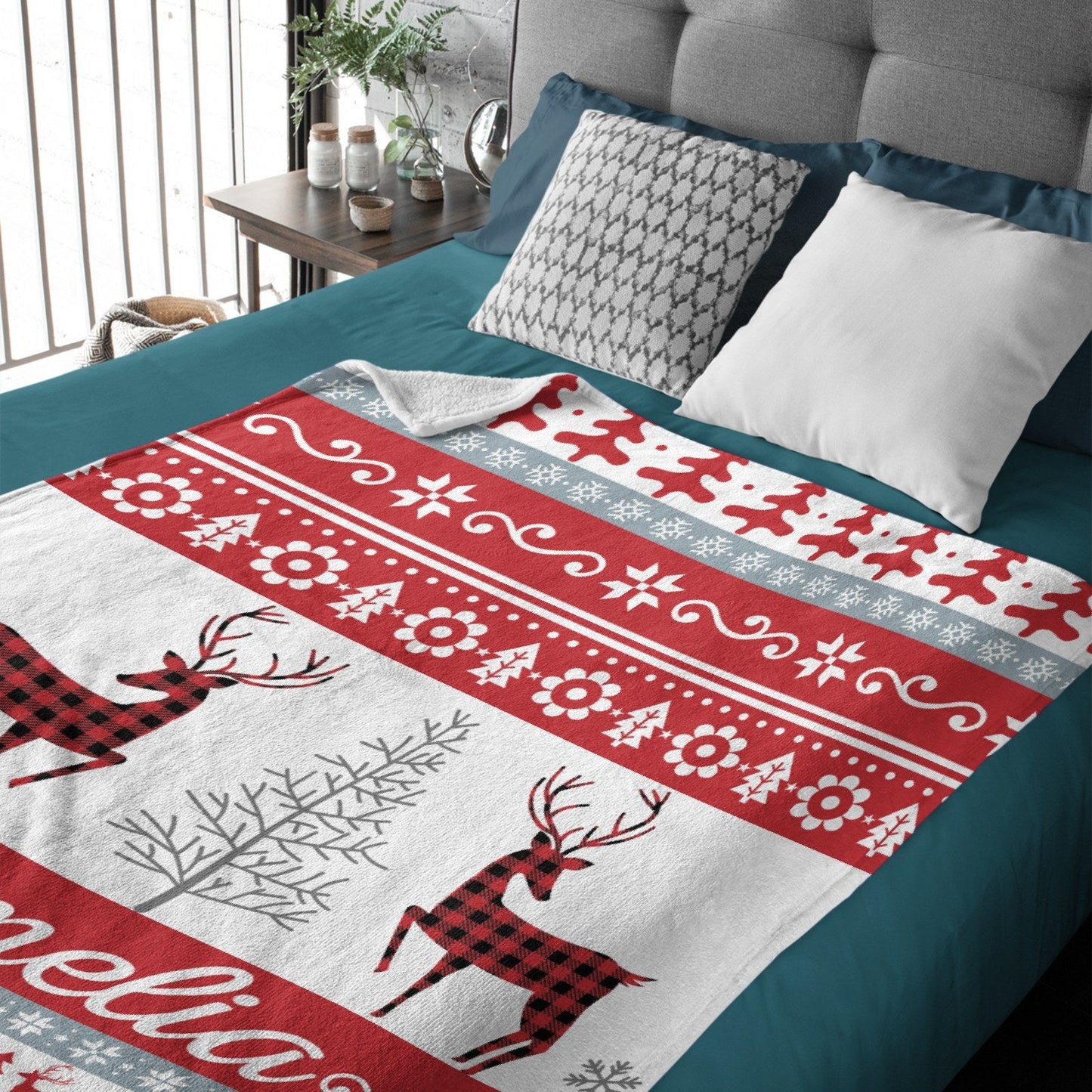 ️Personalized Christmas Throw Sherpa Blanket