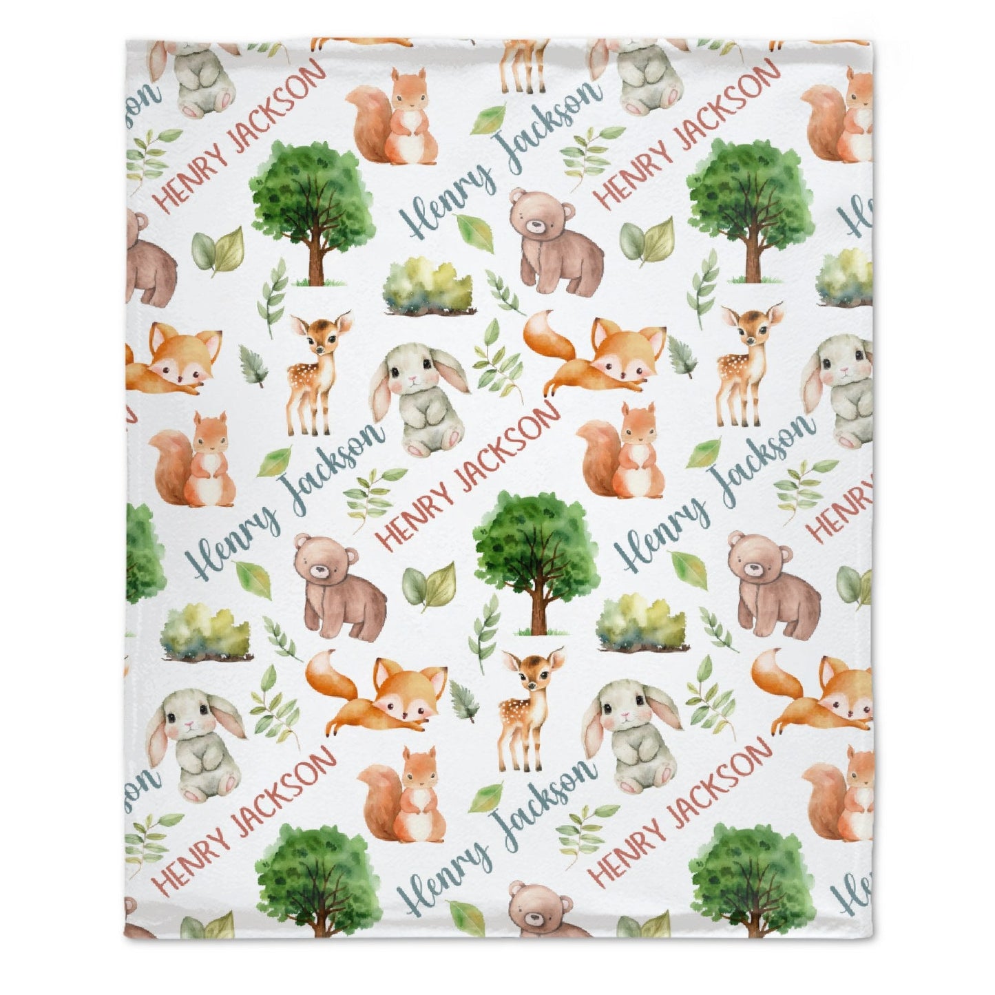 ️Personalized Forest Animals Theme Baby Name Blanket