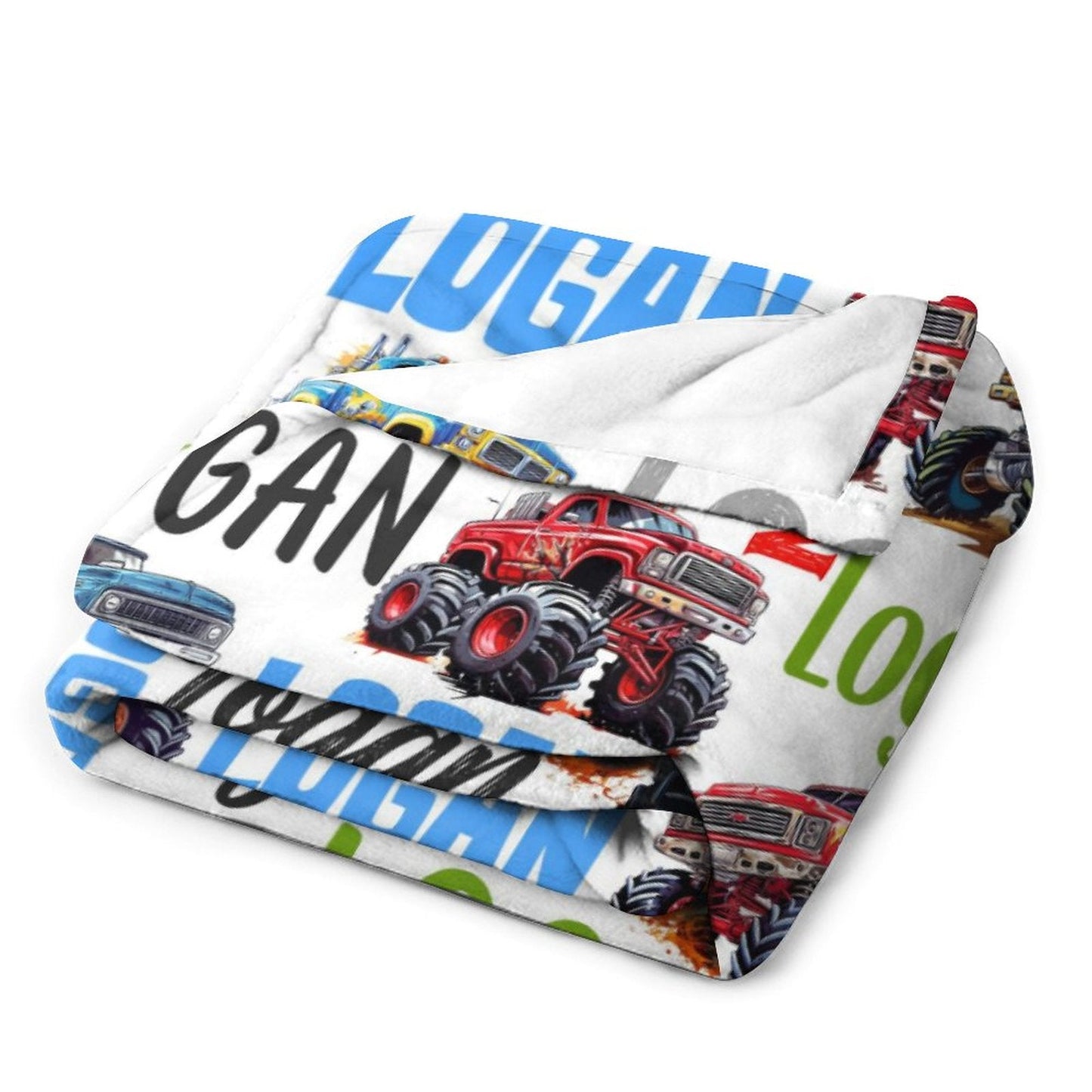 ️Monster Trucks Personalized Name Baby Blanket