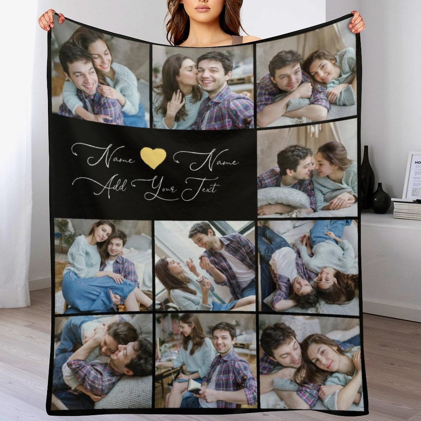 ️Personalized Photo Text Custom Blanket - For Couple Family Parents