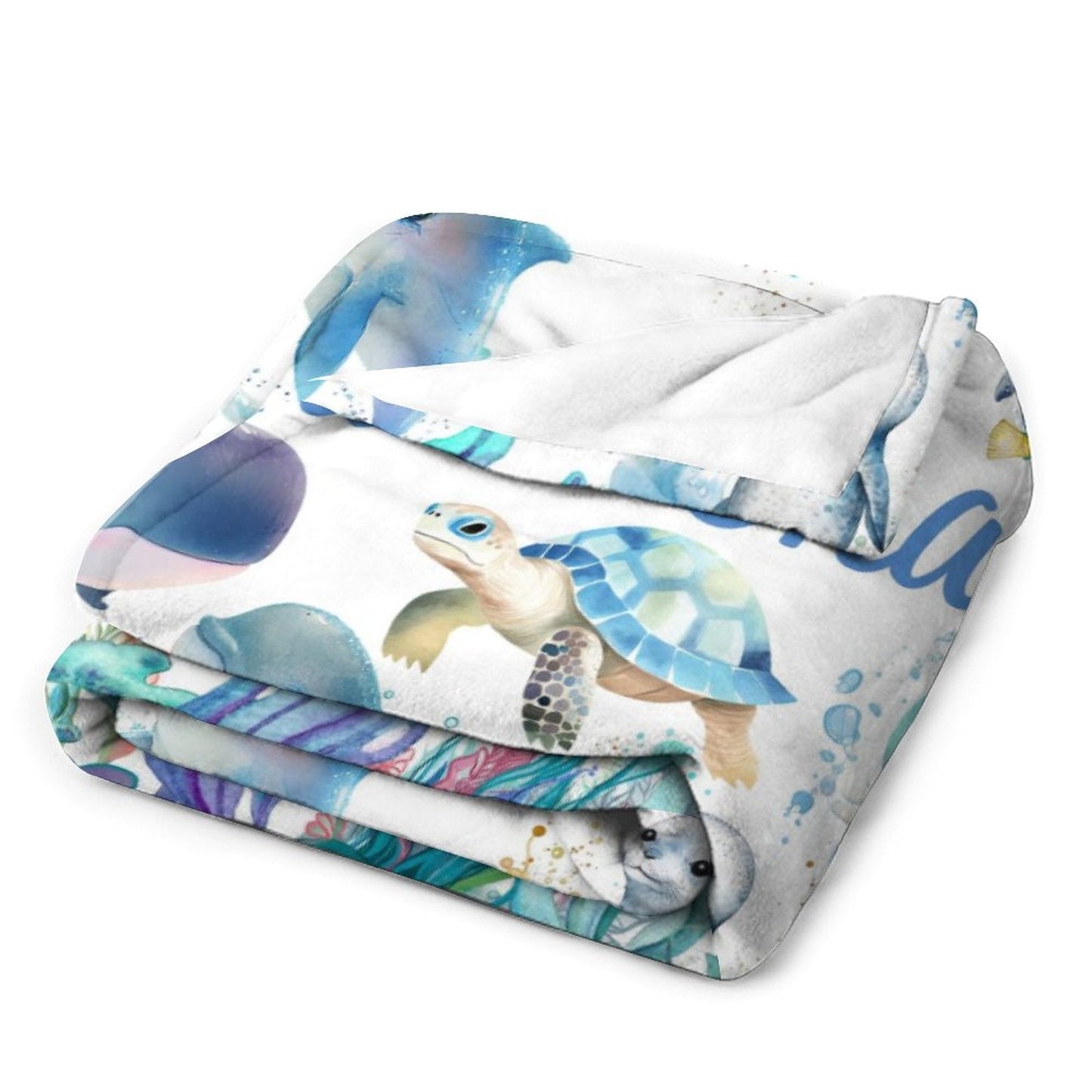 ️Whale Shark Fish Ocean Personalized Name Baby Blanket