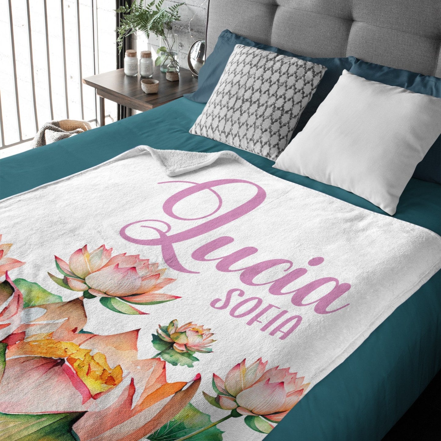 ️Lotus Flowers Personalize Baby Blanket
