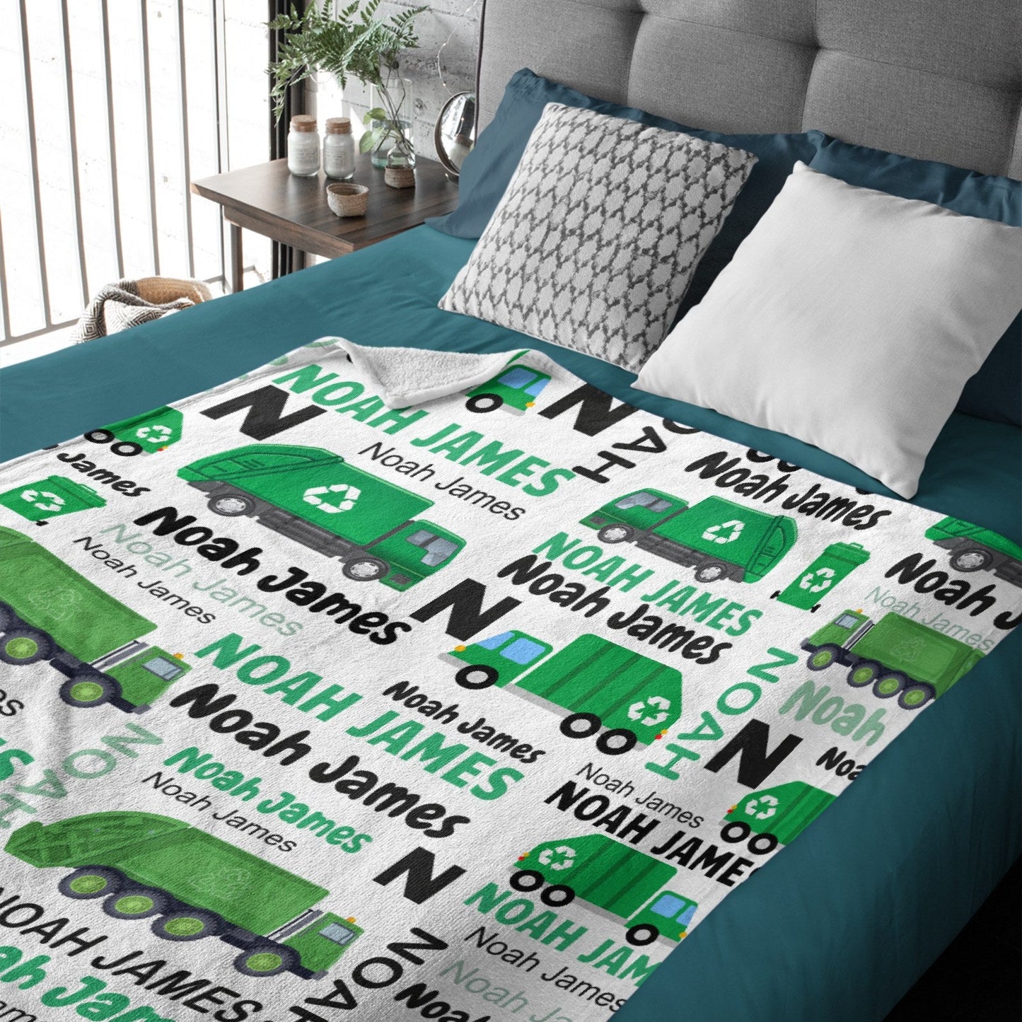 ️Personalized Custom Garbage Truck Blanket for Boys