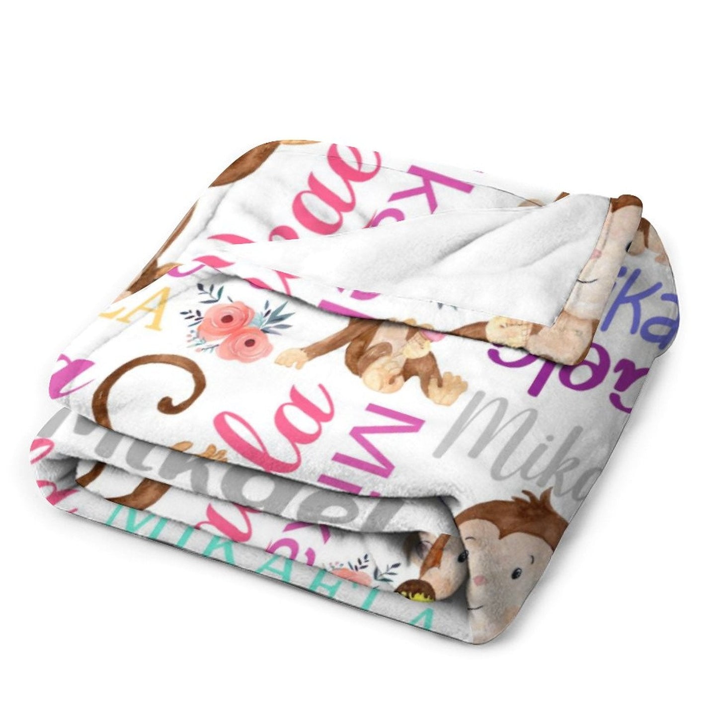 ️Personalized Rainbow Monkey Baby Blanket