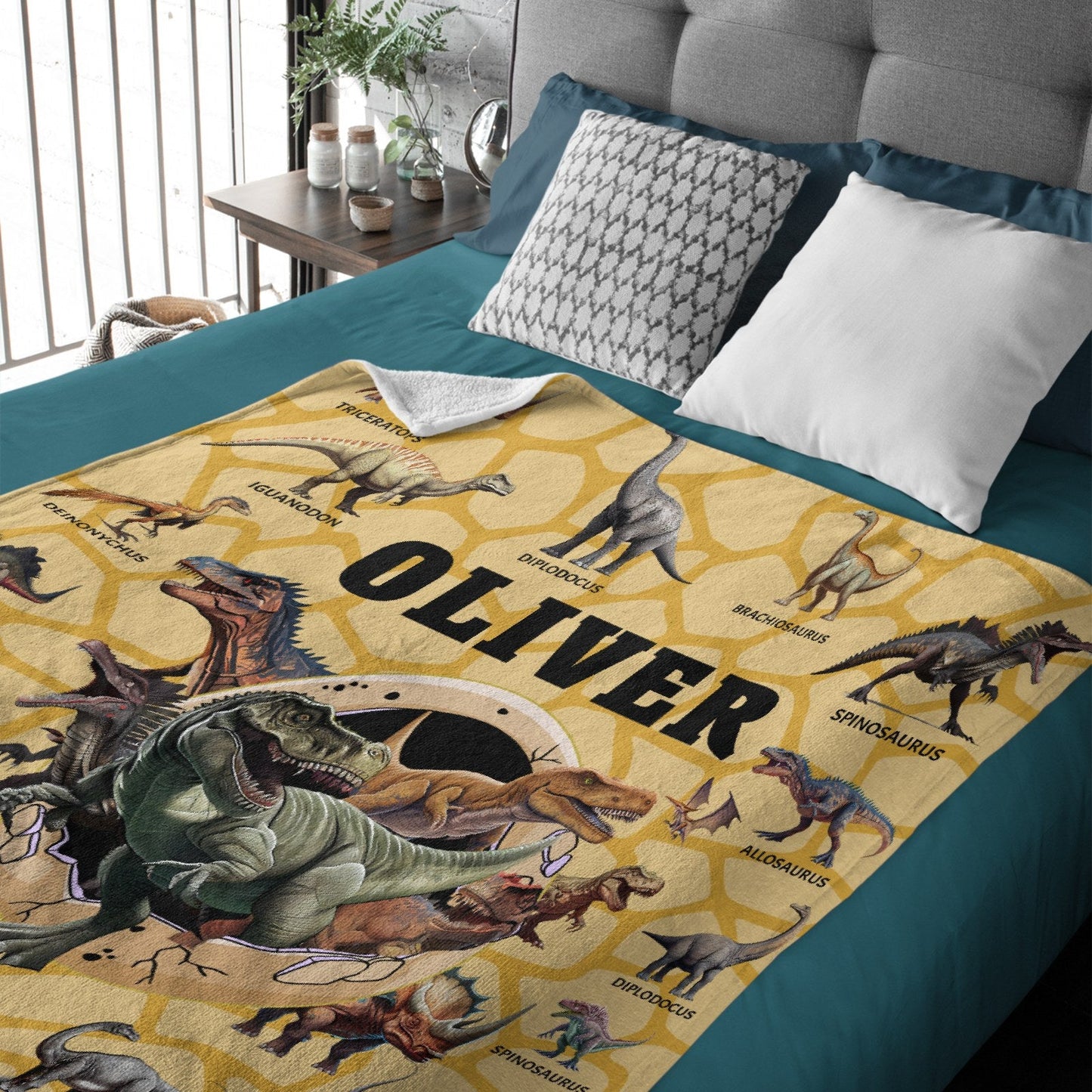 ️Personalized Custom Name Blankets - Dinosaur Theme