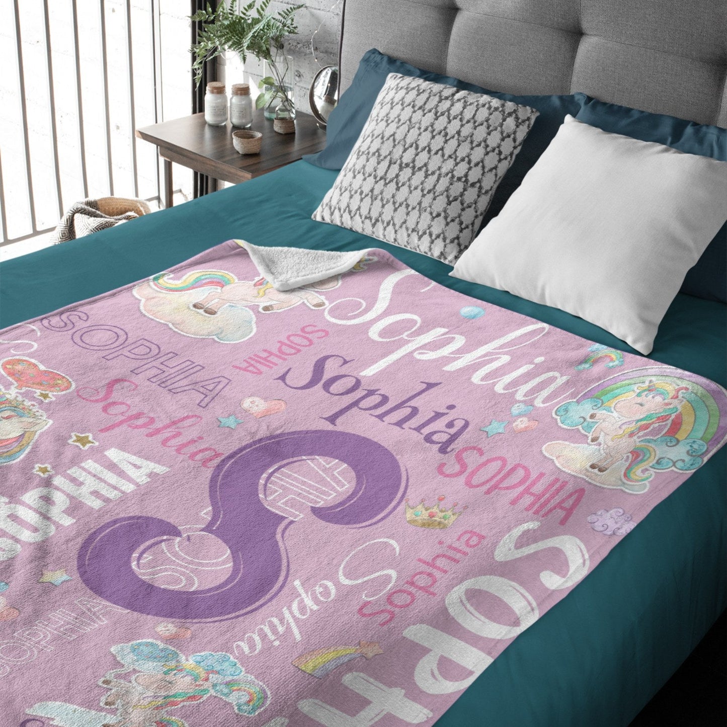 ️Personalized Unicorn Blanket for Girls Name Blankets
