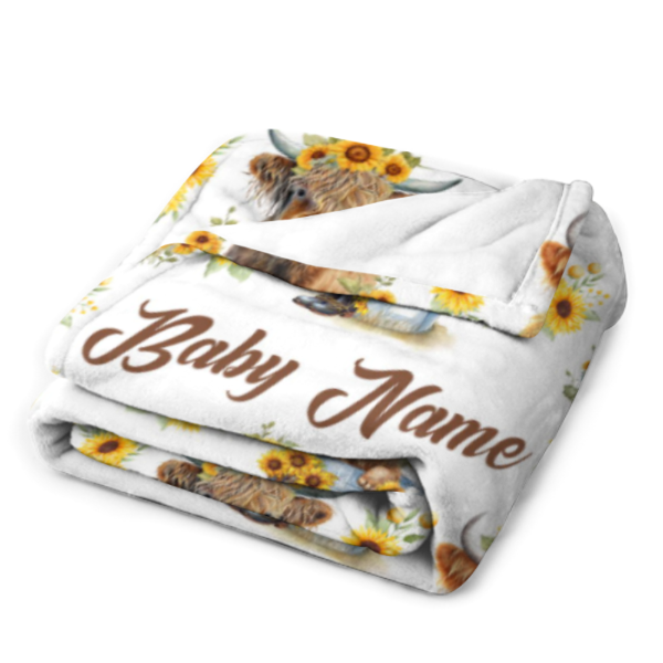 ️Personalized Cow Print Blanket - Gifts for Newborn