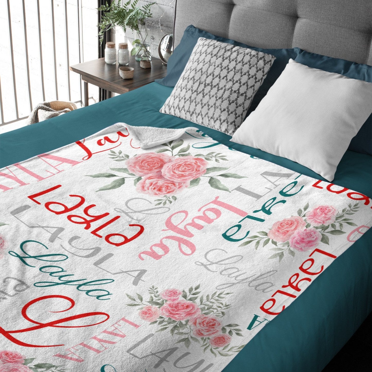 ️Personalized Floral Name Blanket