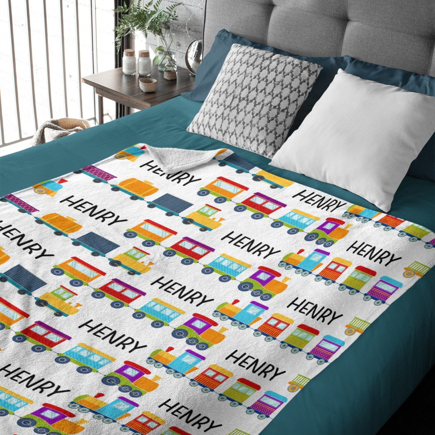 ️Personalized Name Cartoon Train Baby Blanket