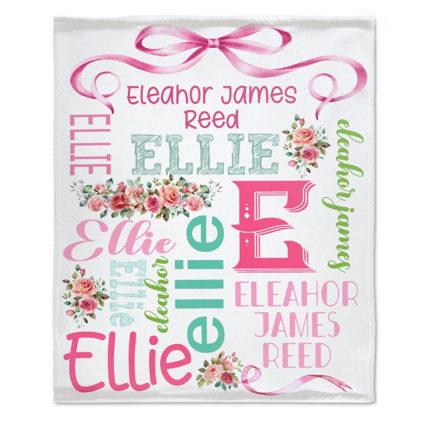 ️Personalized Custom Name Floral Baby Blanket