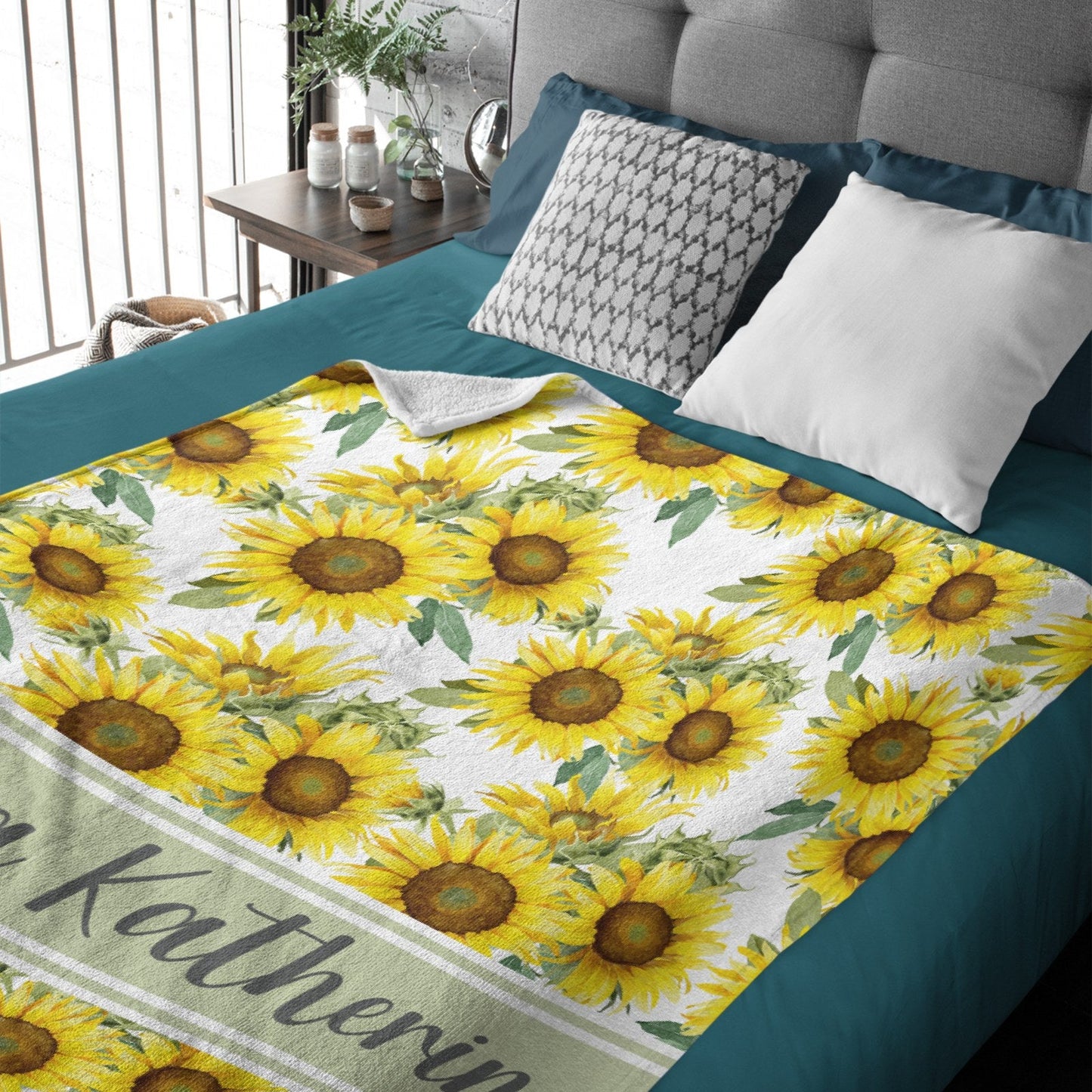 ️Sunflower Floral Personalized Name Baby Blanket