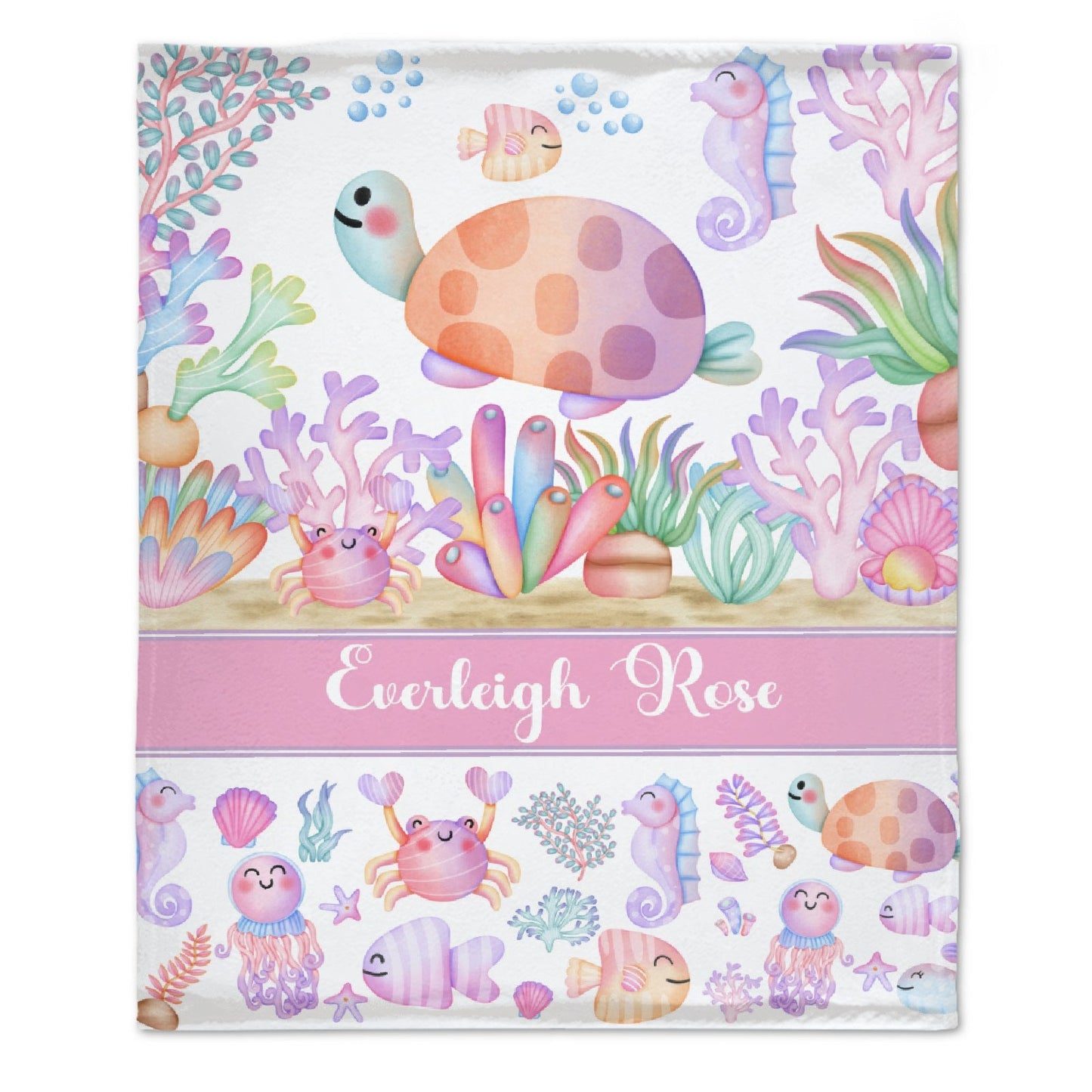 ️Personalized Sea Creatures Baby Blanket for Girls