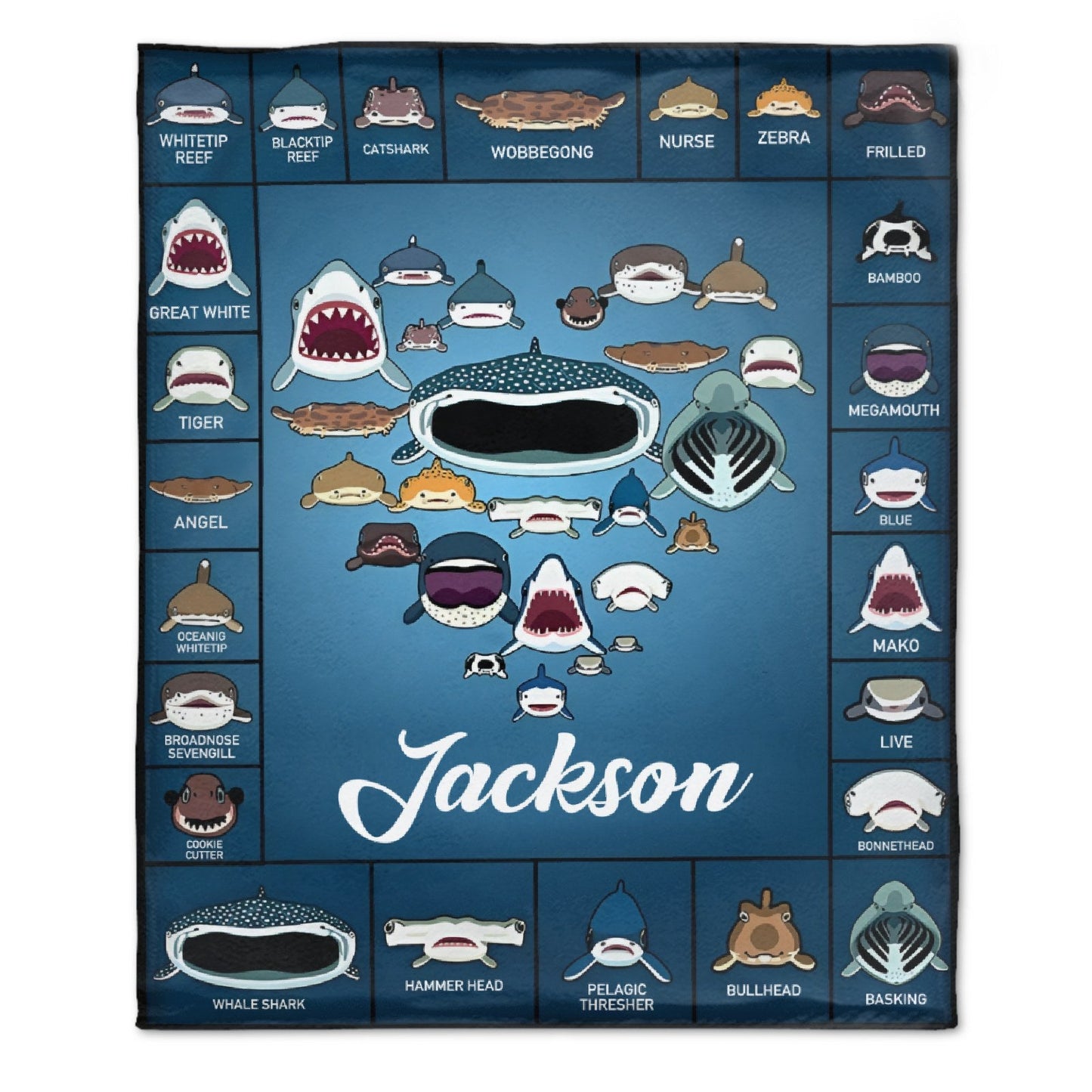 ️Personalized Shark Blanket Kids Custom Name Blanket