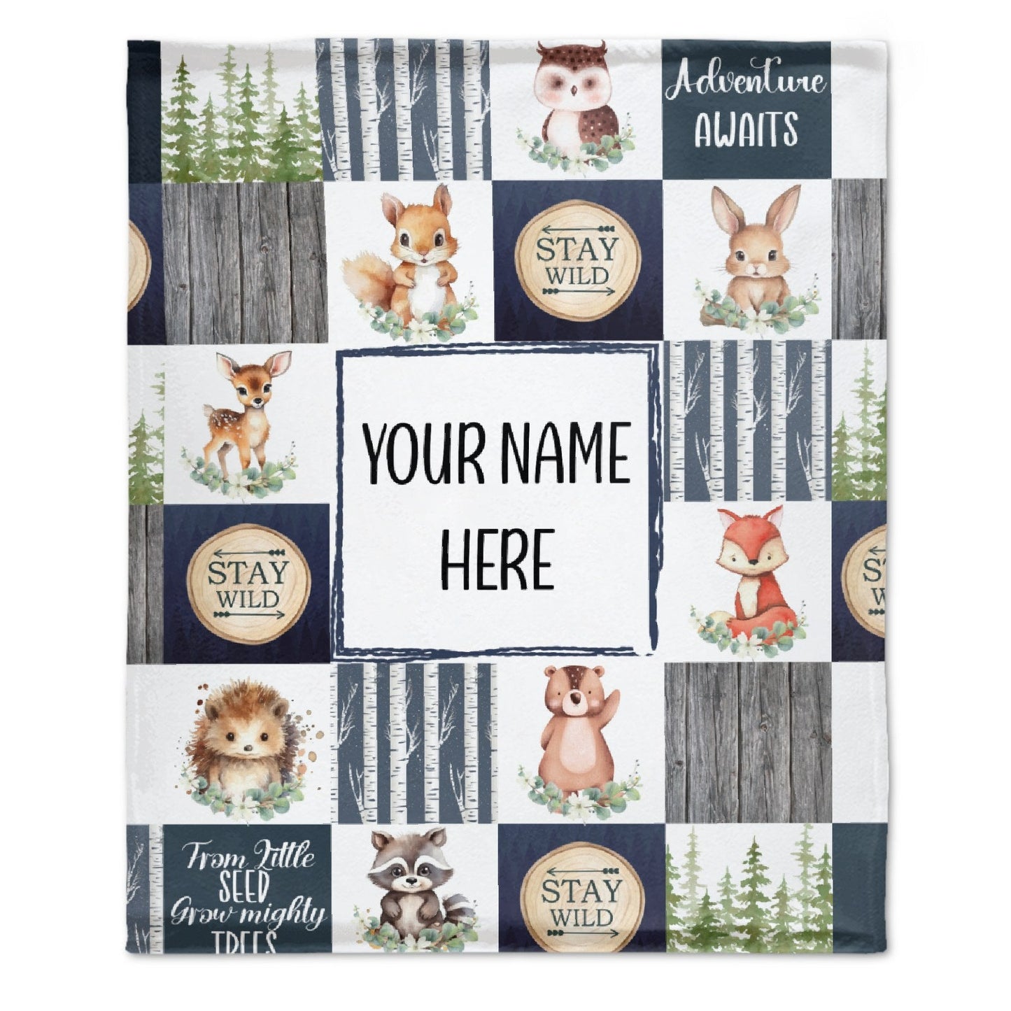 ️Customized Baby Name Personalized Woodland Blankets for Girls