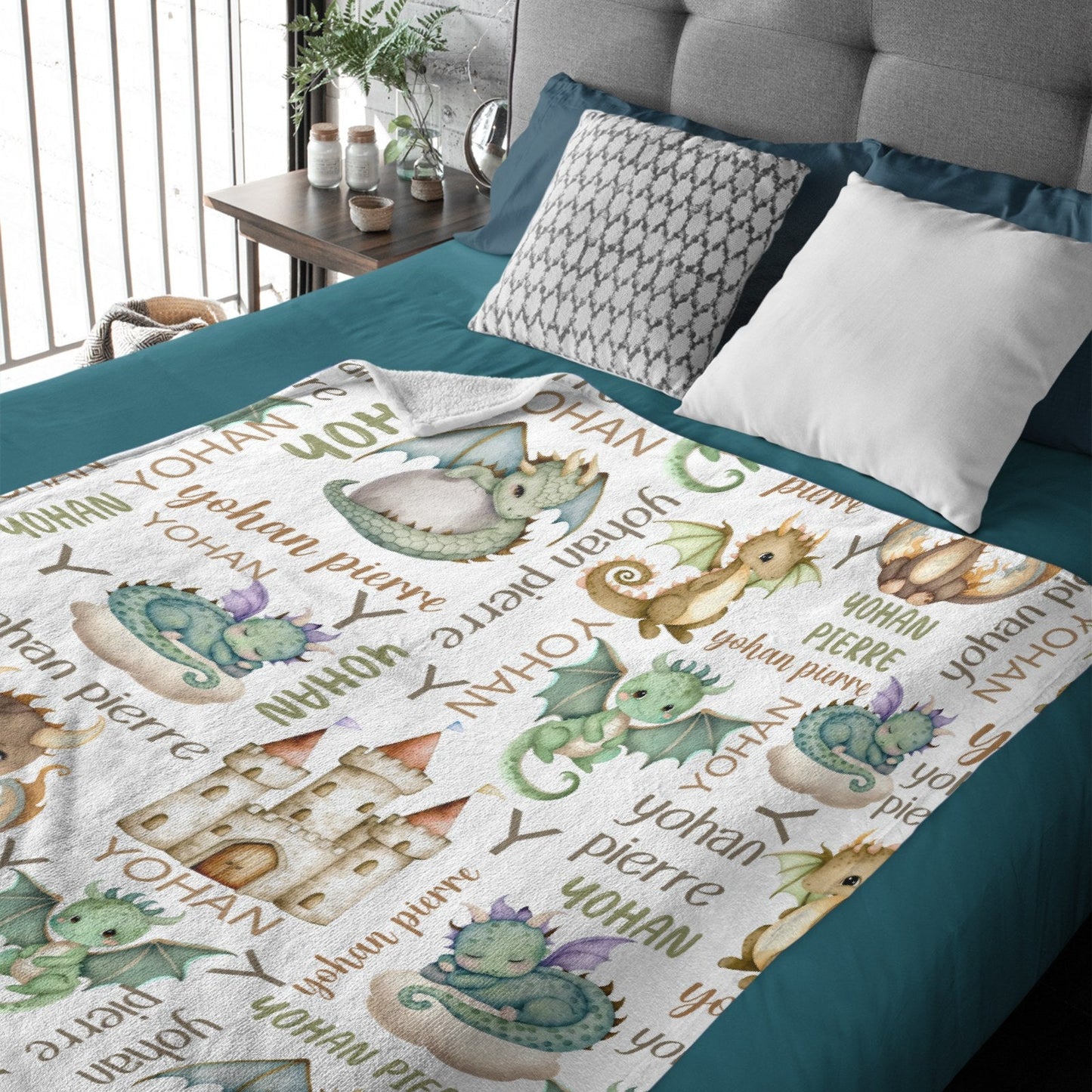 ️Personalized Name Dragon Castle Baby Blanket
