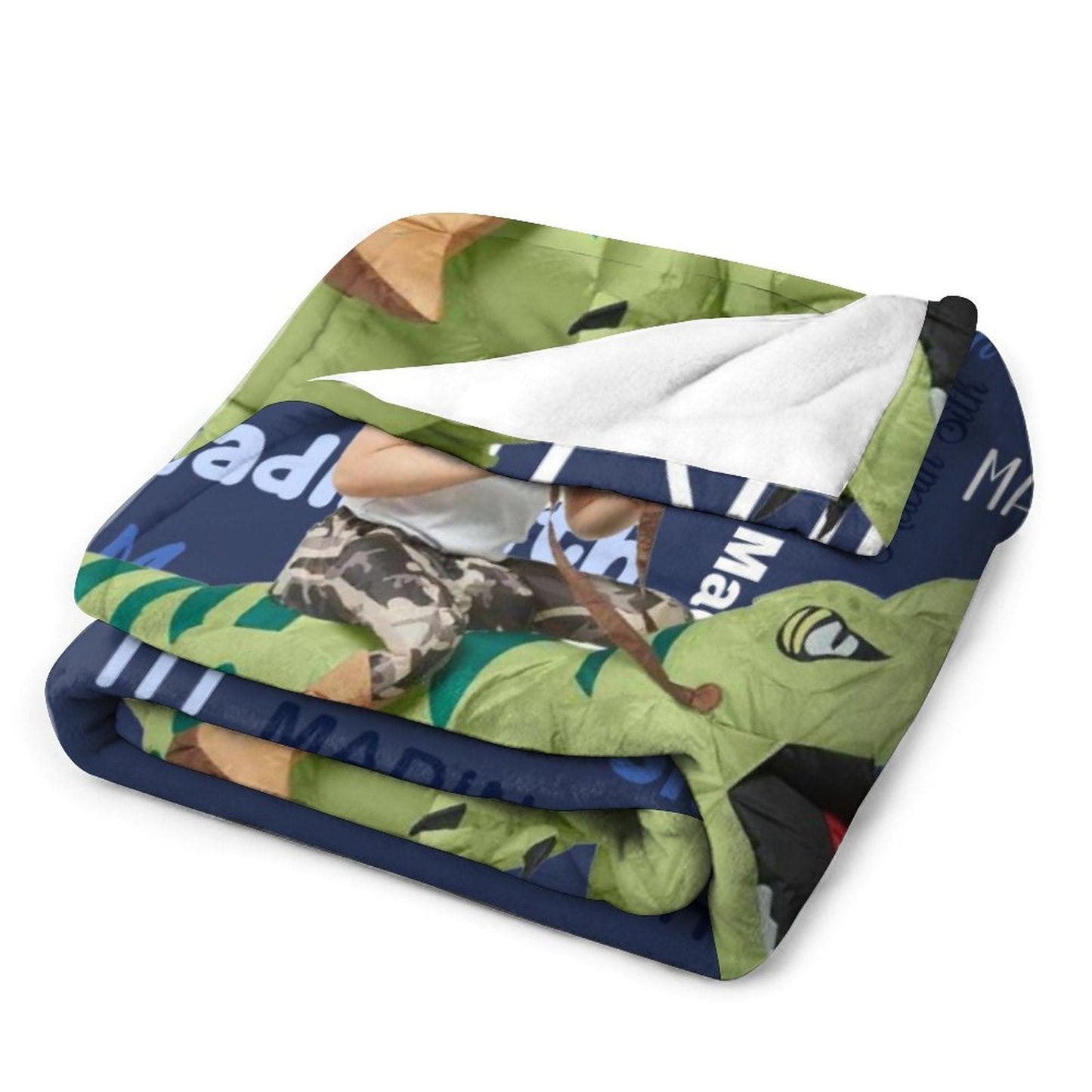 Custom Name Swaddle For Kids, Grandkids - Personalized Dinosaur Photo Blanket