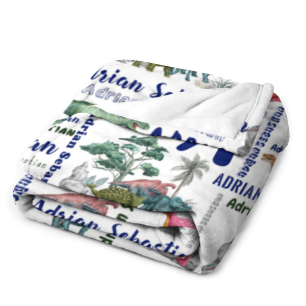 ️Dinosaur Name Personalized Custom Blanket - Gifts for Kids