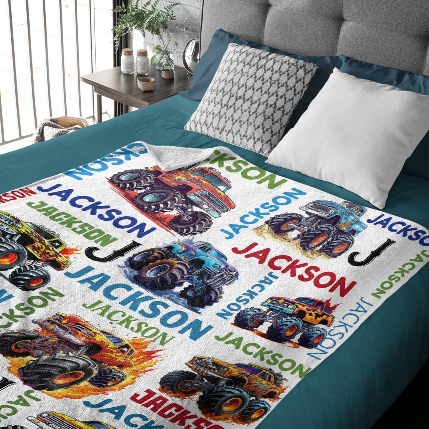 ️Truck Custom Name Blanket-Personalized Baby Blanket for Girls&Boys
