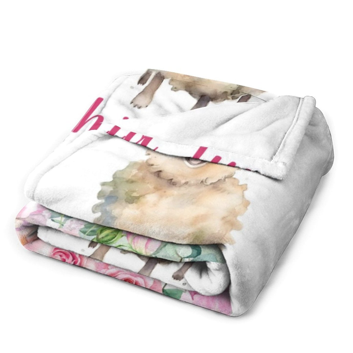 ️Custom Name Baby Girl Lamb Blanket