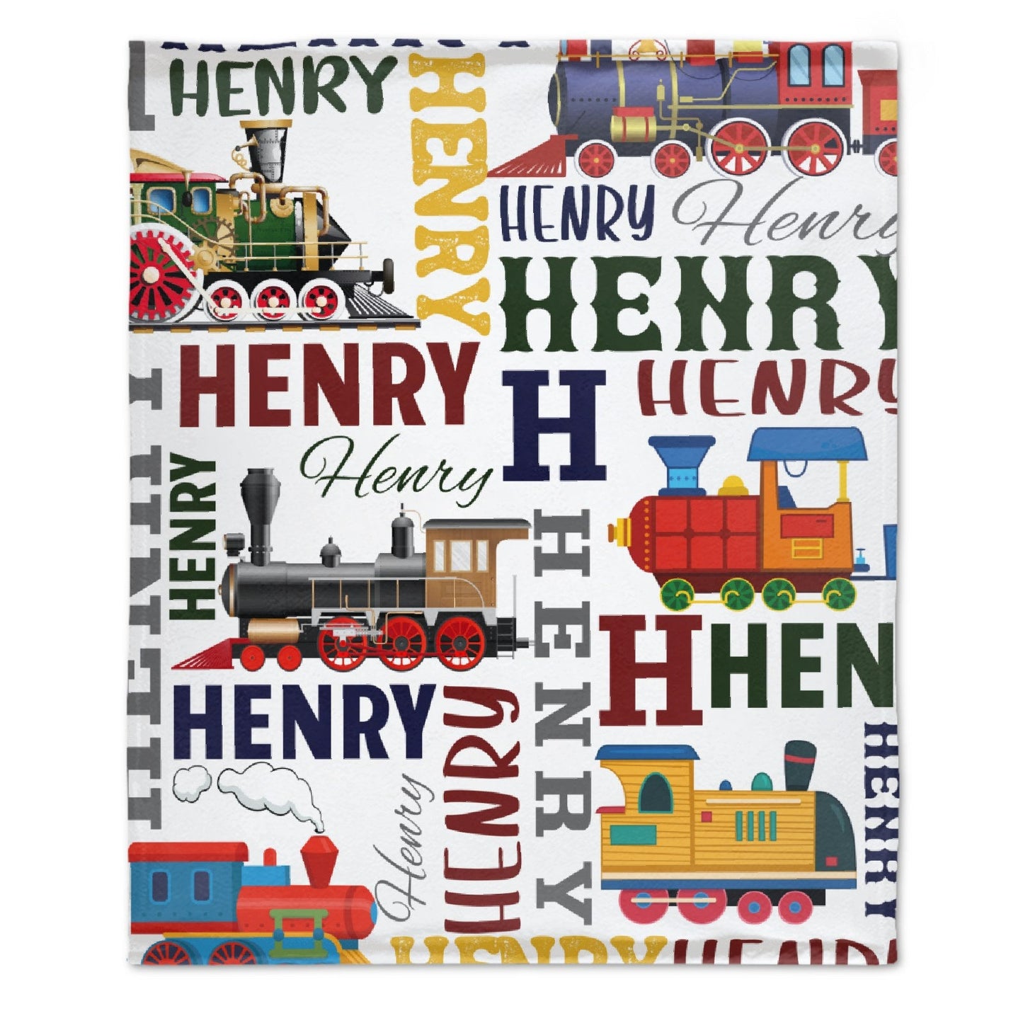 ️Personalized Train Themed Name Baby blanket
