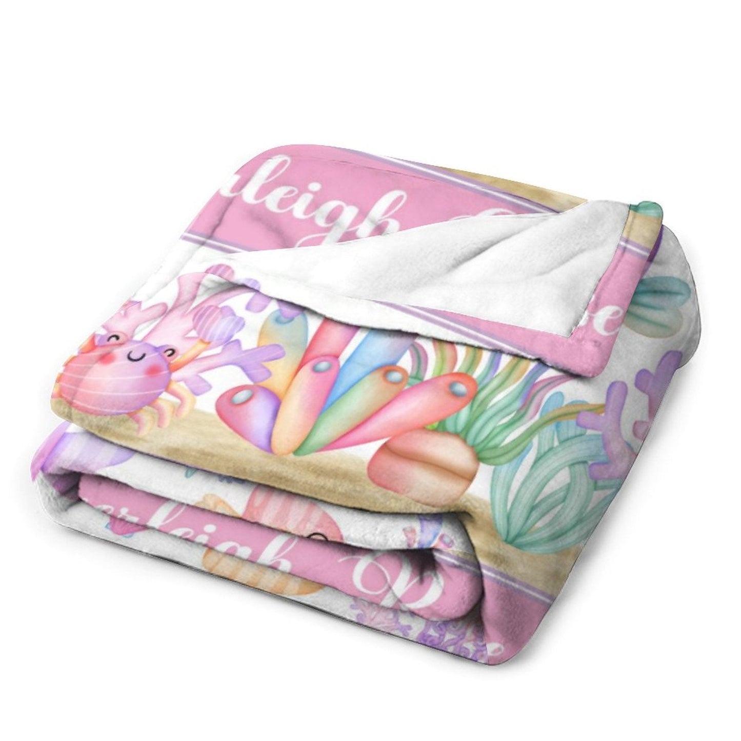 ️Personalized Sea Creatures Baby Blanket for Girls