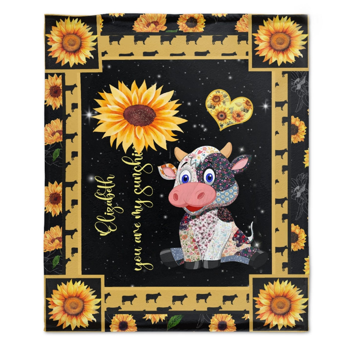 ️Personalized Cow Blanket - You are my sunshine