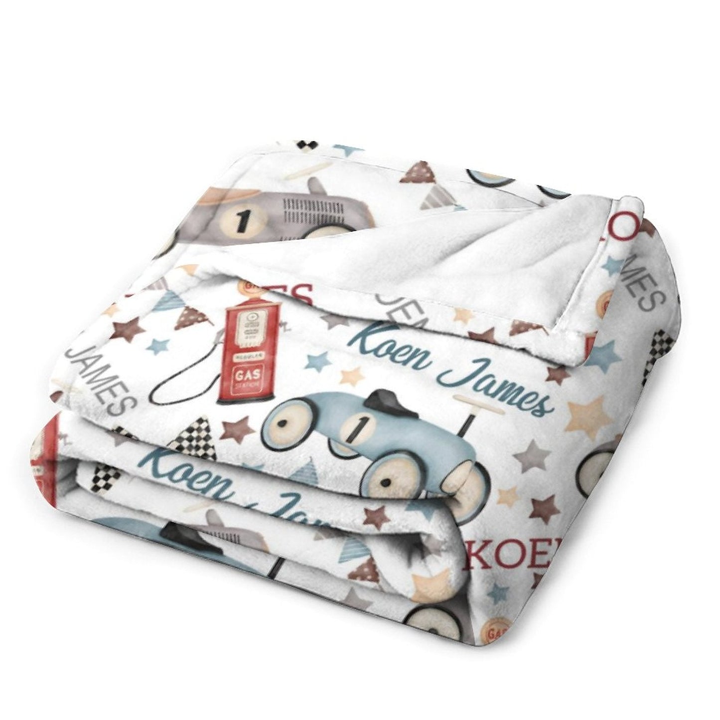 ️Personalized Vintage Toy Car Race car Baby Boy Blanket