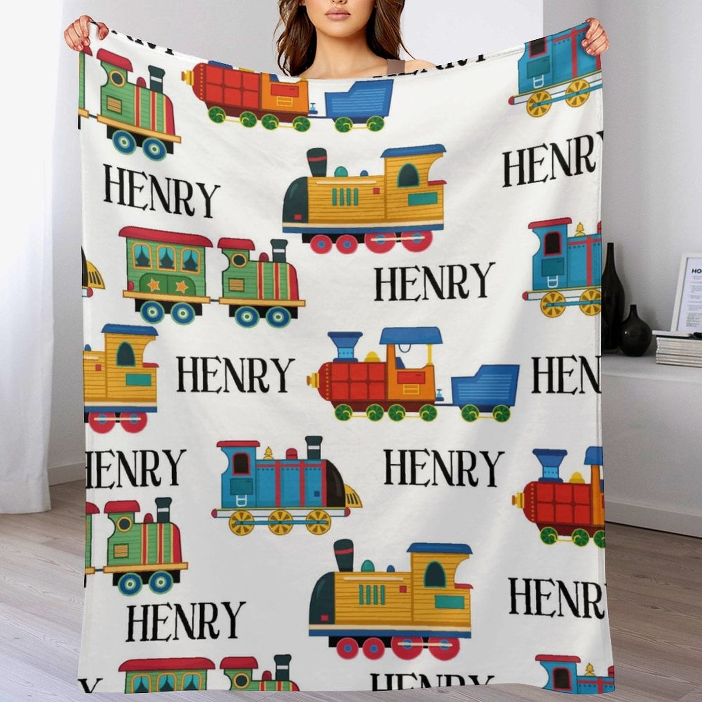 ️Personalized Line Train Baby Toddler Blanket