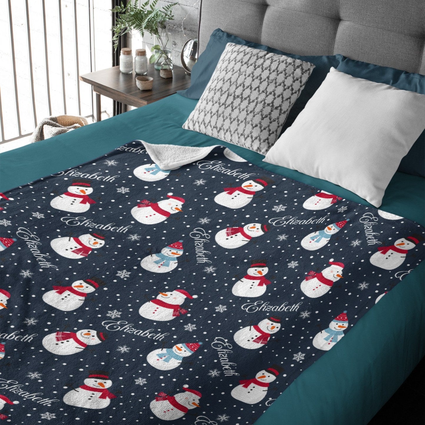 ️Personalize Christmas Snowman Name Blanket