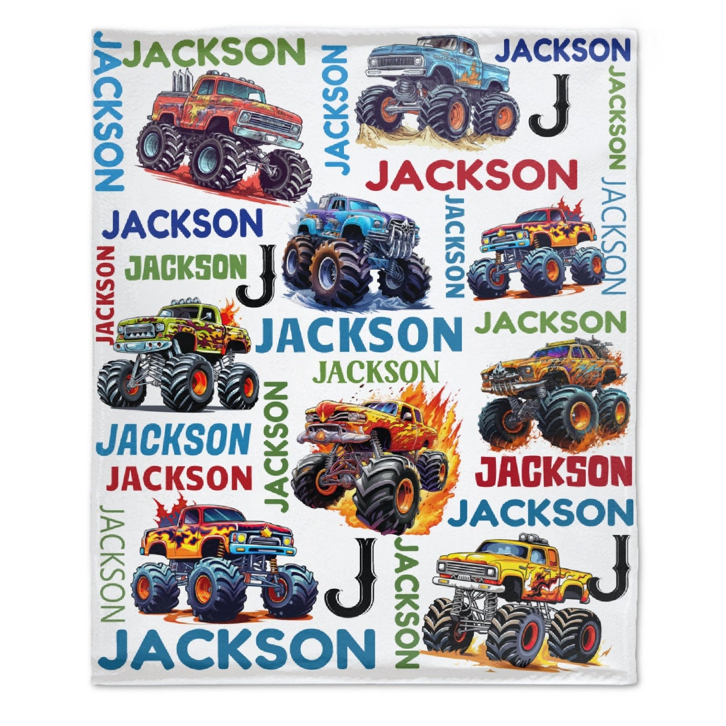 ️Truck Custom Name Blanket-Personalized Baby Blanket for Girls&Boys