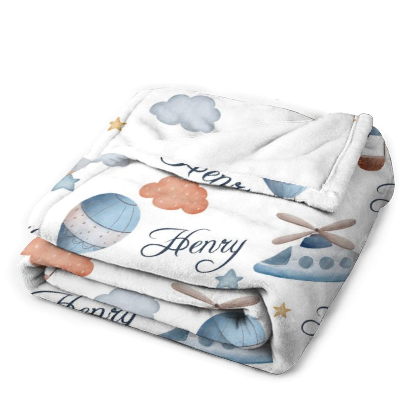 ️Personalized Hot Air Balloon Plane Baby Blanket